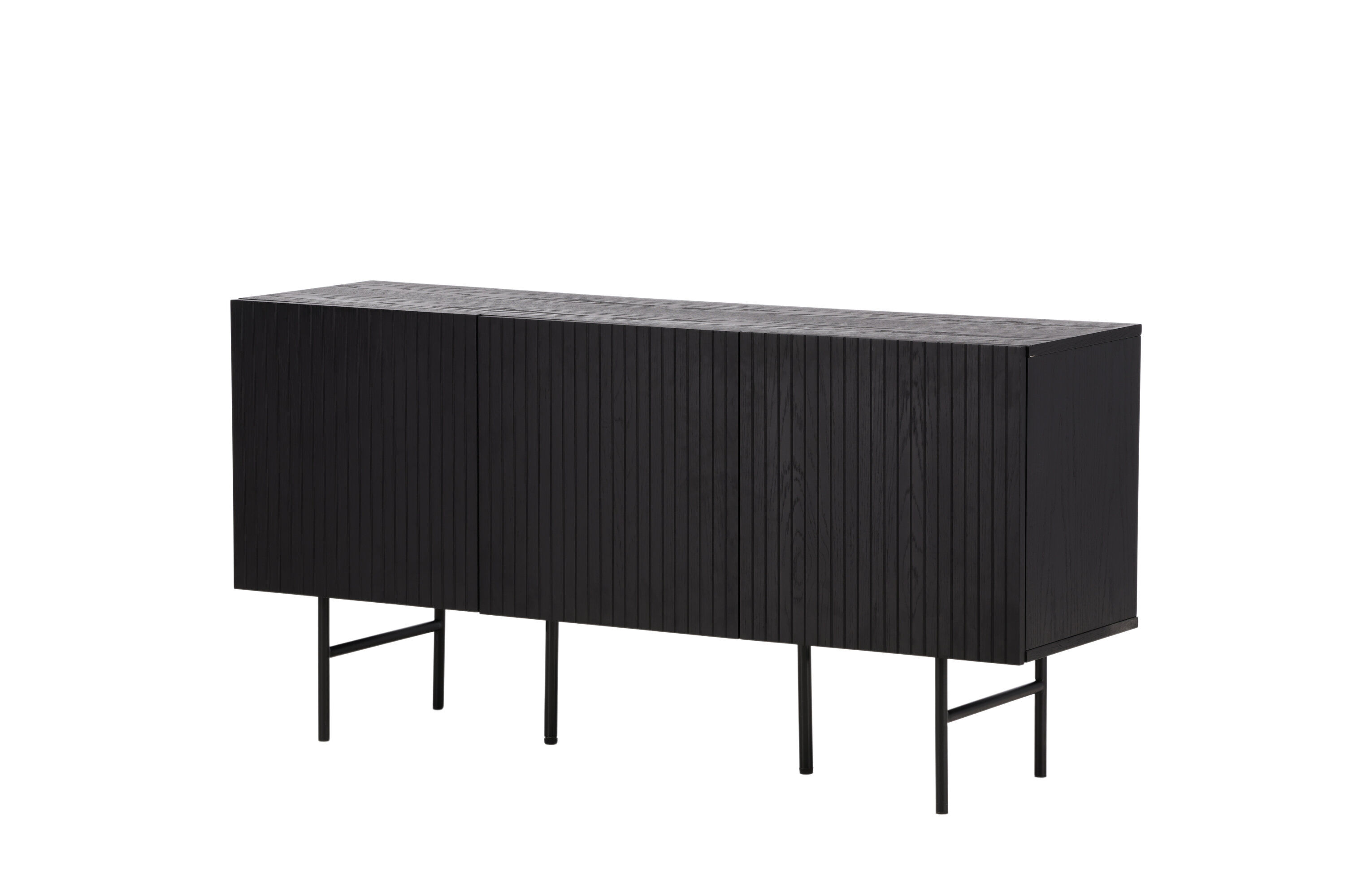 Björkön  Low Cabinet Wood Veneer Black/Oak