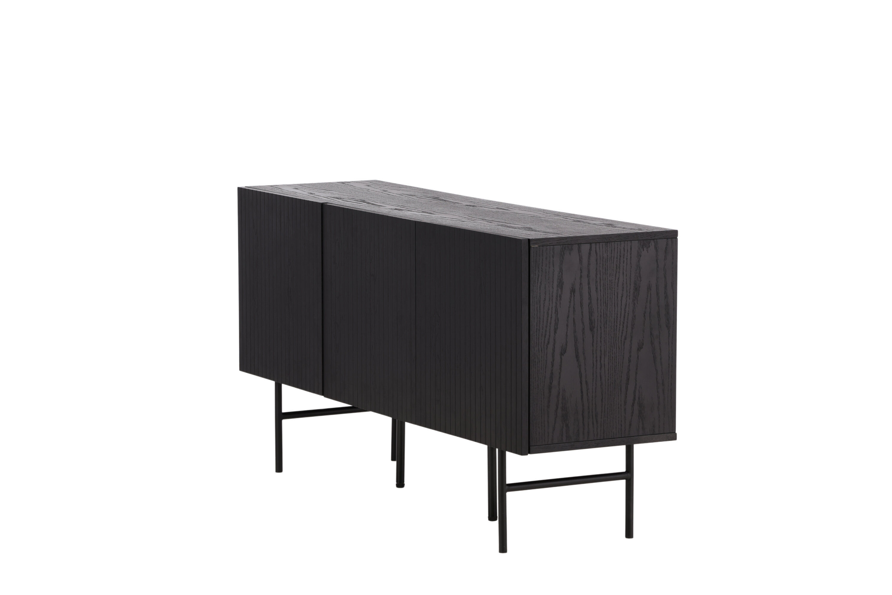 Björkön  Low Cabinet Wood Veneer Black/Oak