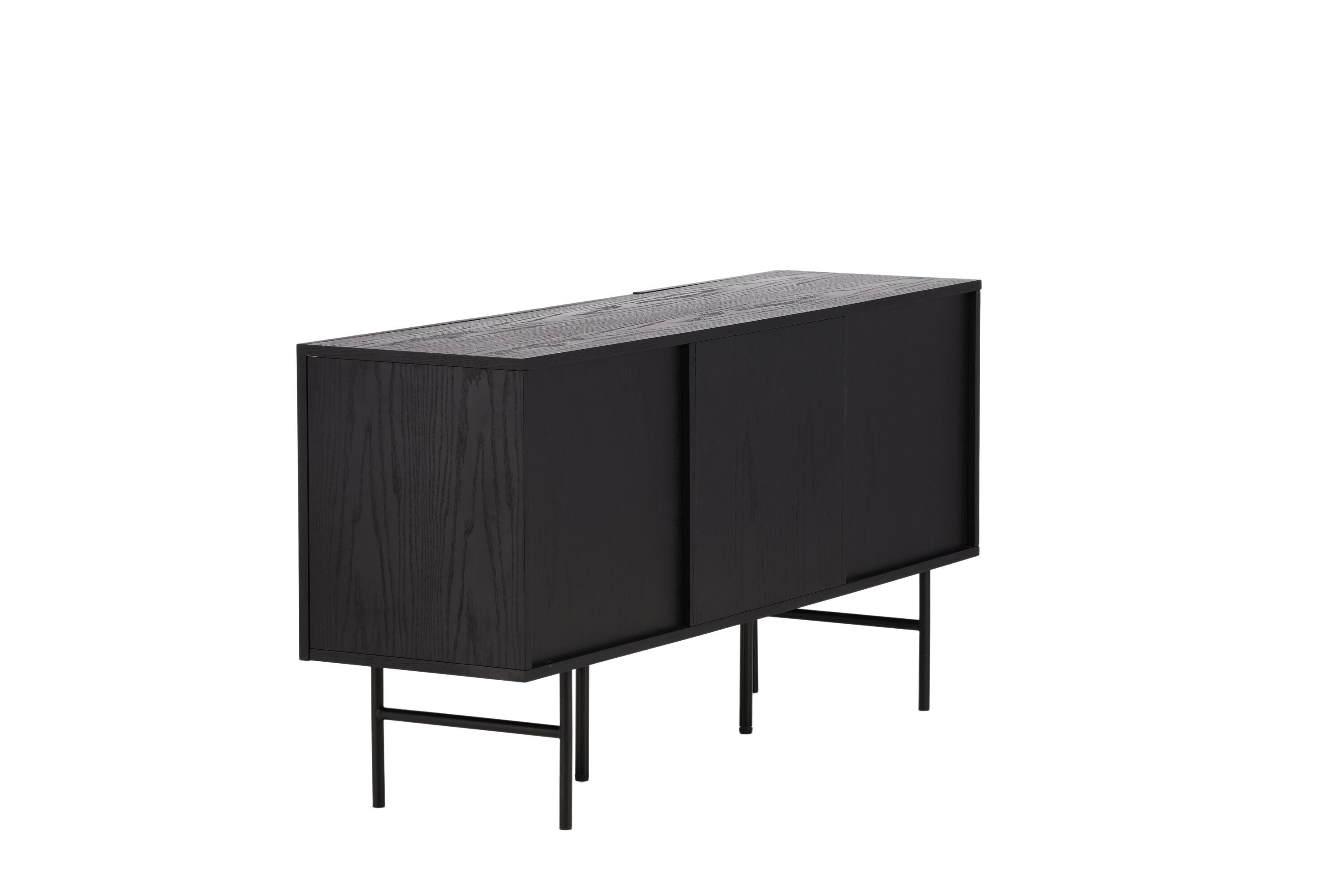 Björkön  Low Cabinet Wood Veneer Black/Oak