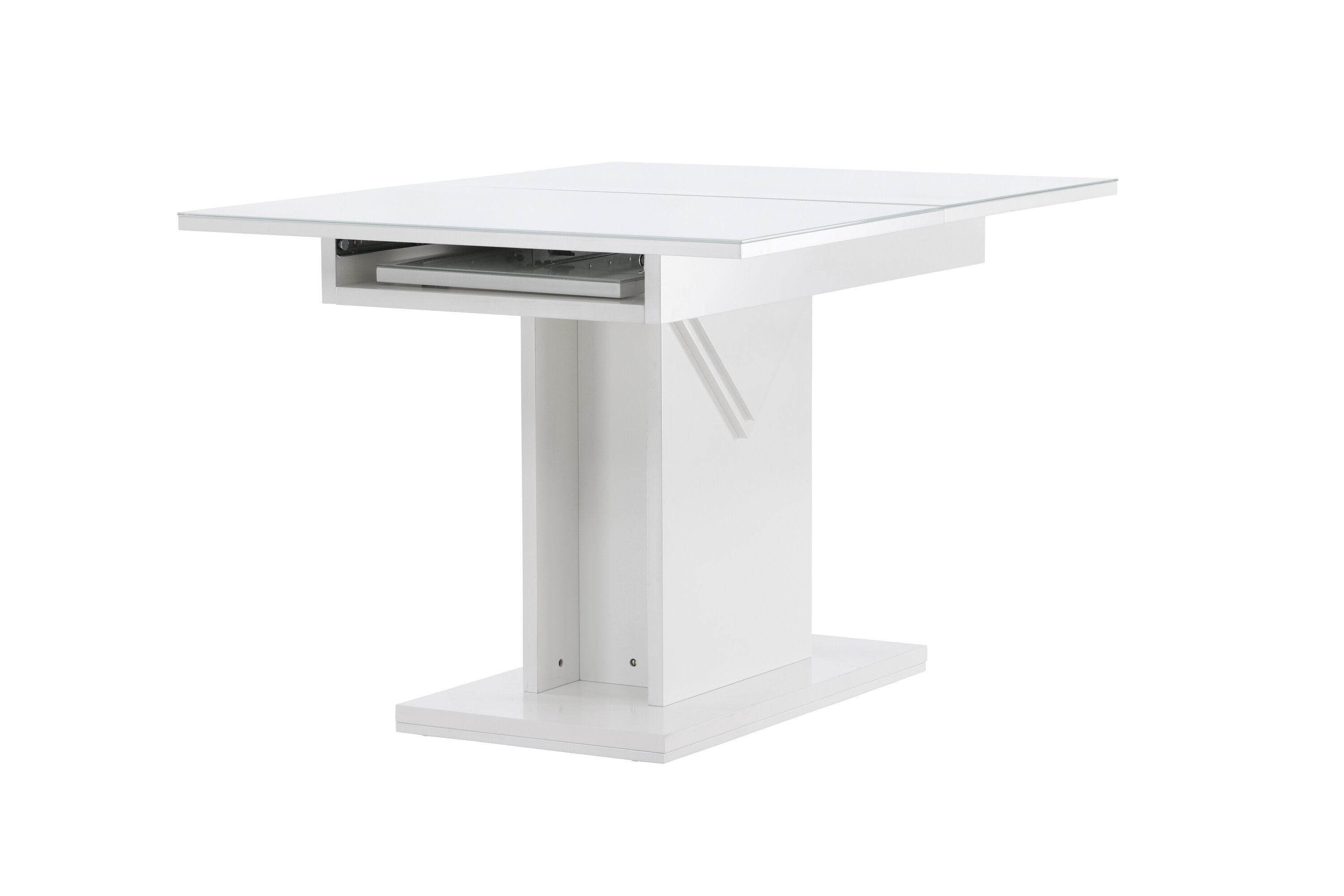 Pluto Dining table MDF/Glass White 120/160×90cm