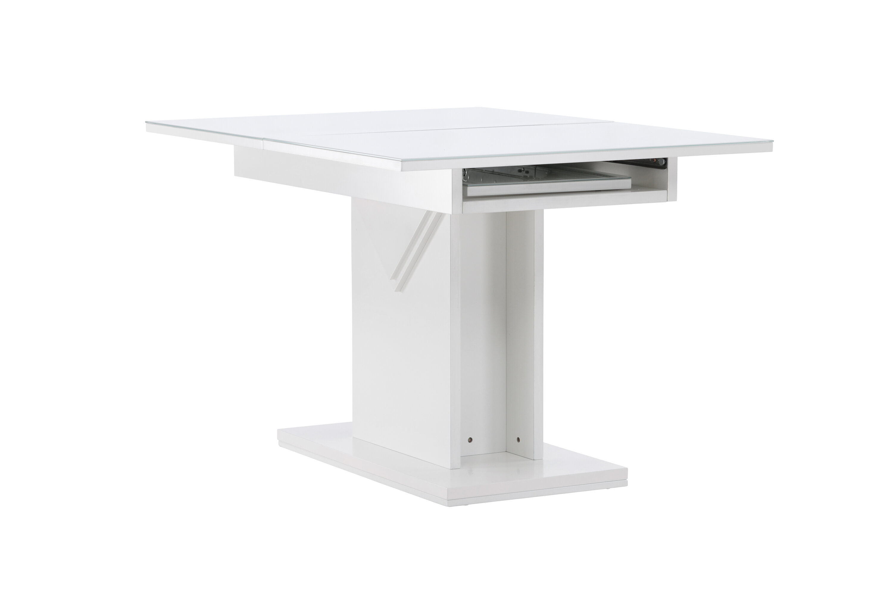 Pluto  Esstisch  MDF/Glas Weiß 120/160×90cm