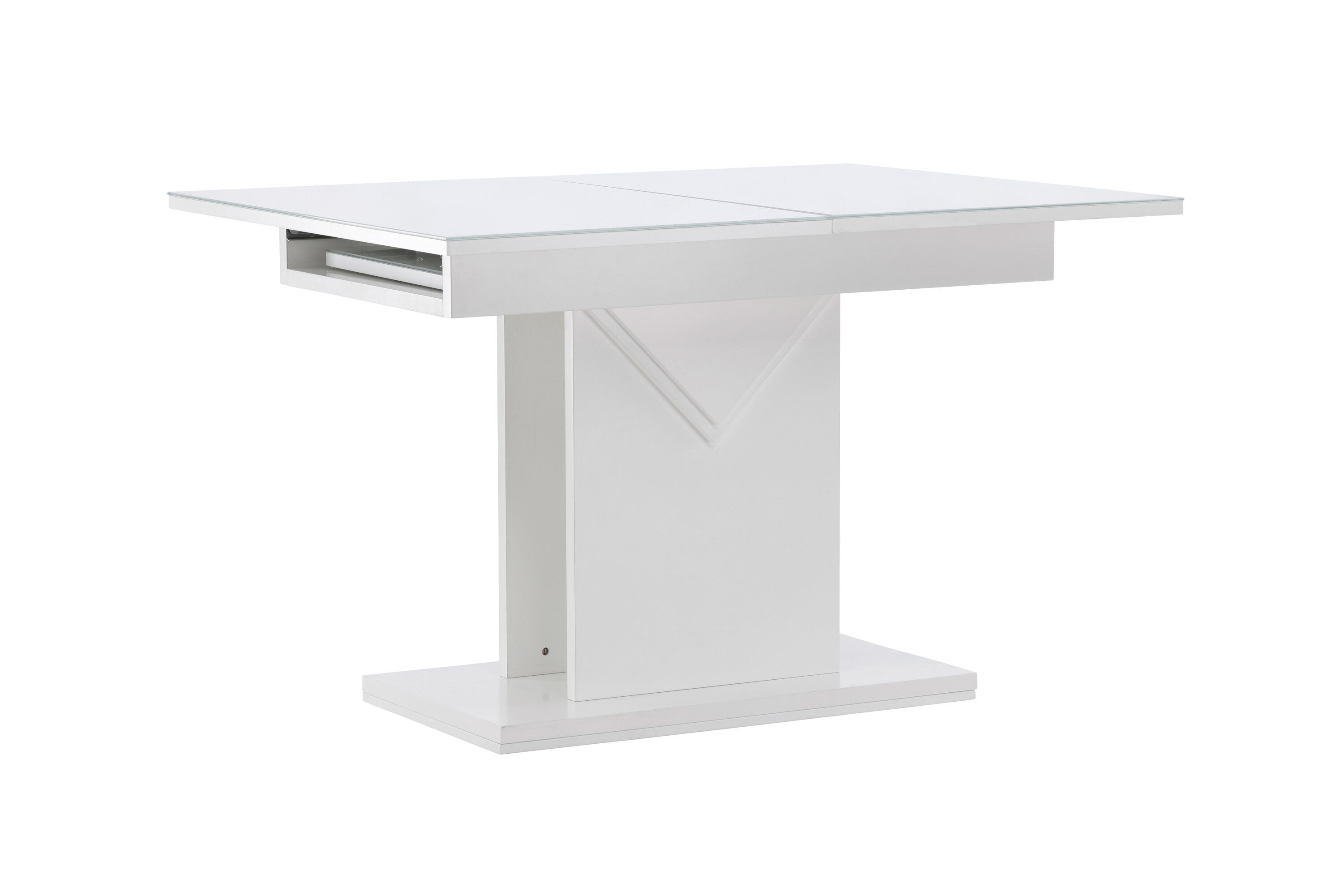 Pluto  Esstisch  MDF/Glas Weiß 120/160×90cm
