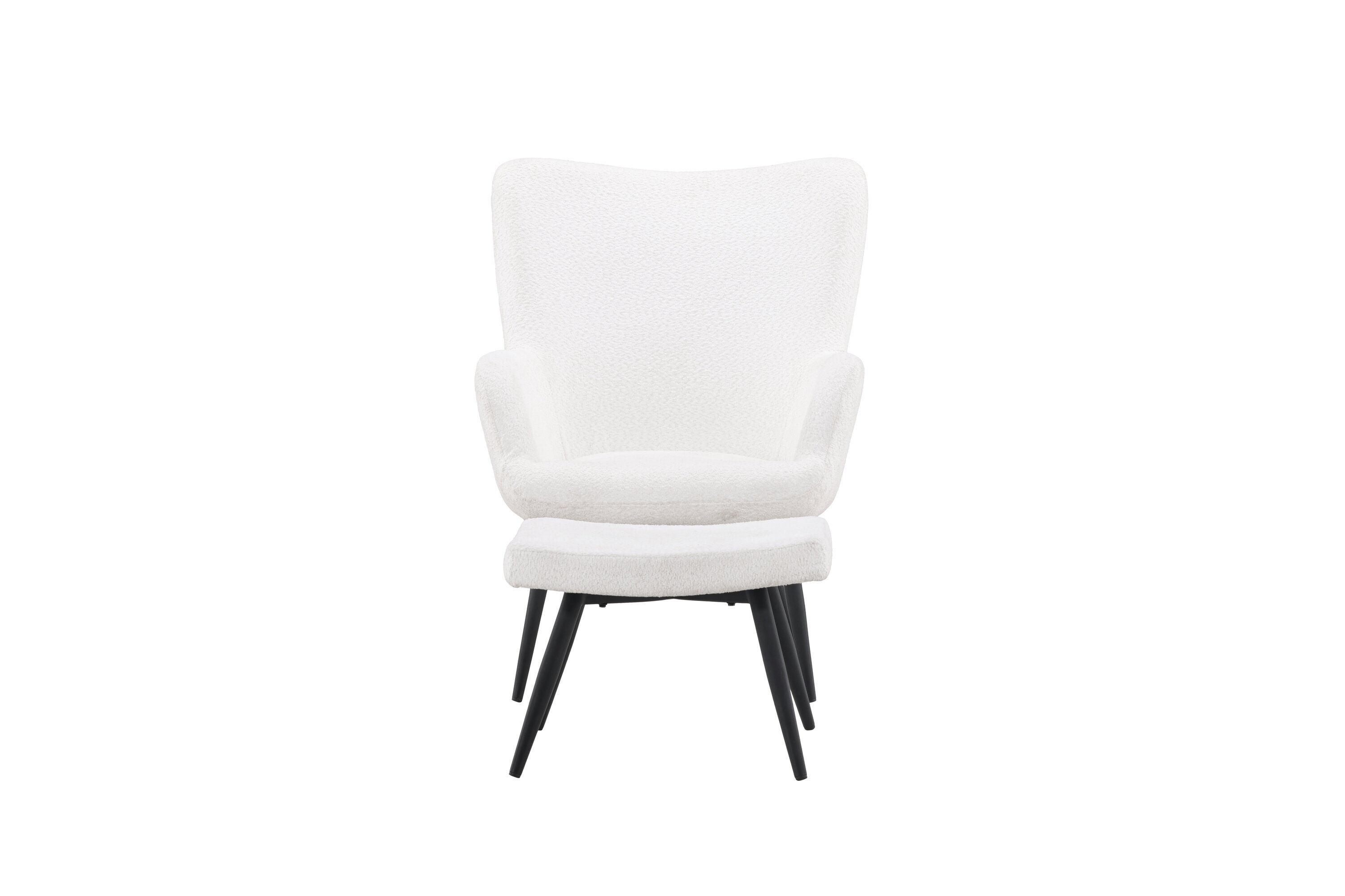 Como Armchair with Footstool Bouclé Black White