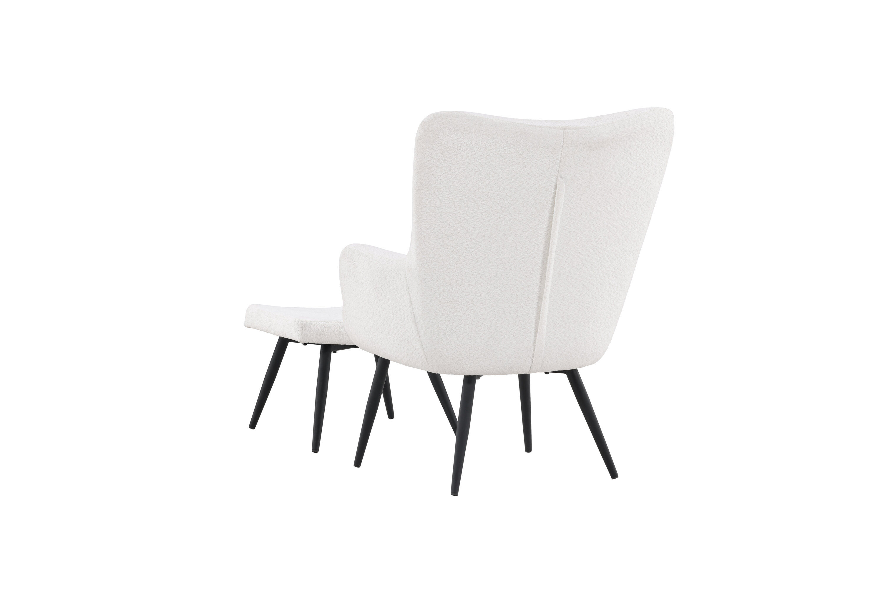 Como Sessel mit Hocker Bouclé Schwarz Weiß