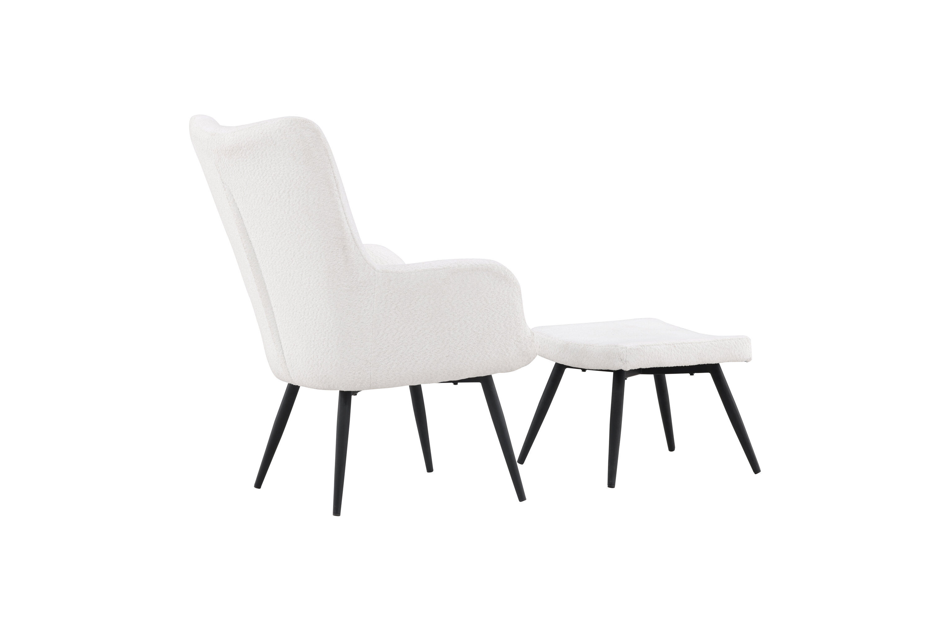 Como Armchair with Footstool Bouclé Black White