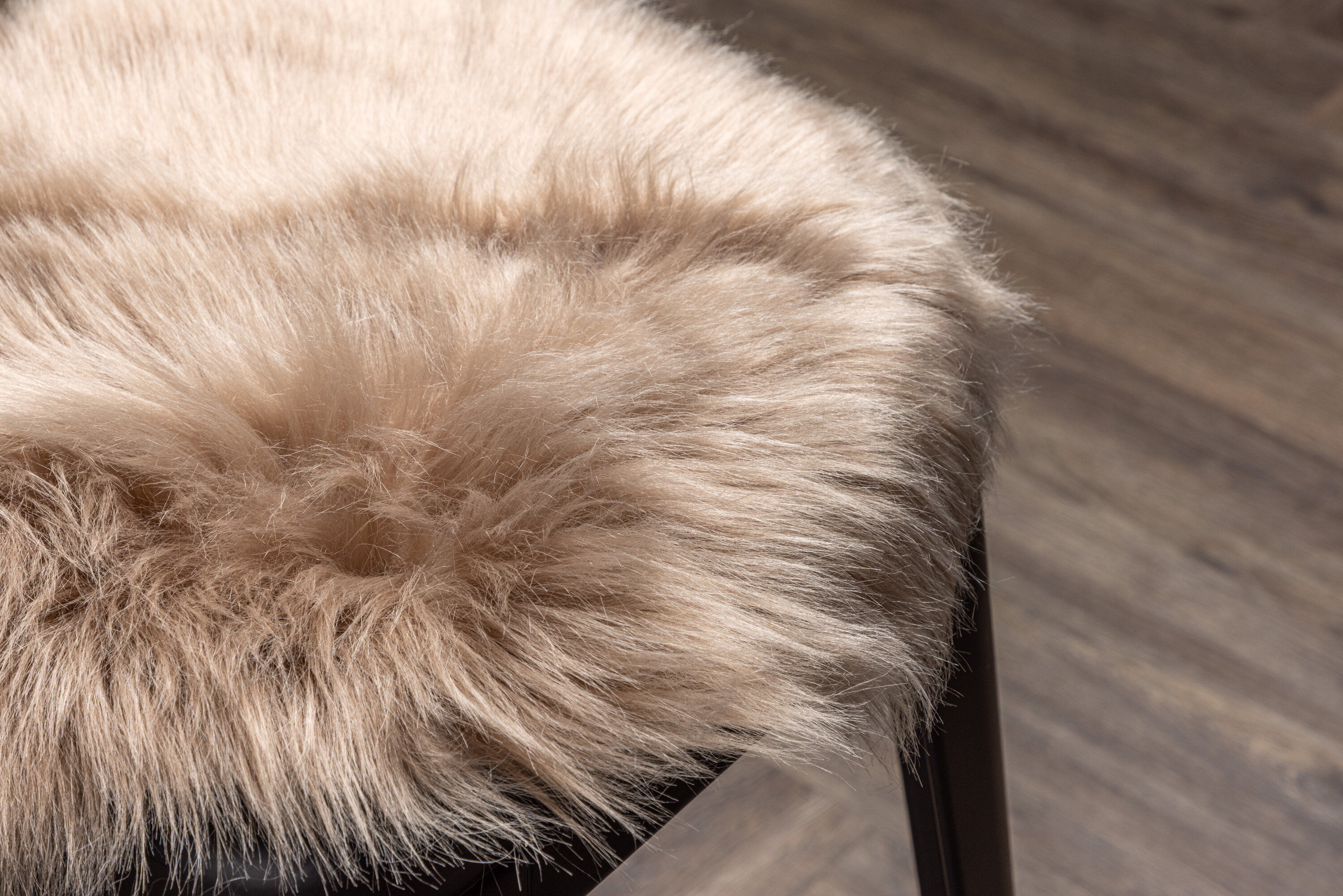 Katy Pouf Polyester Fake Fur Brown / Beige ø34cm