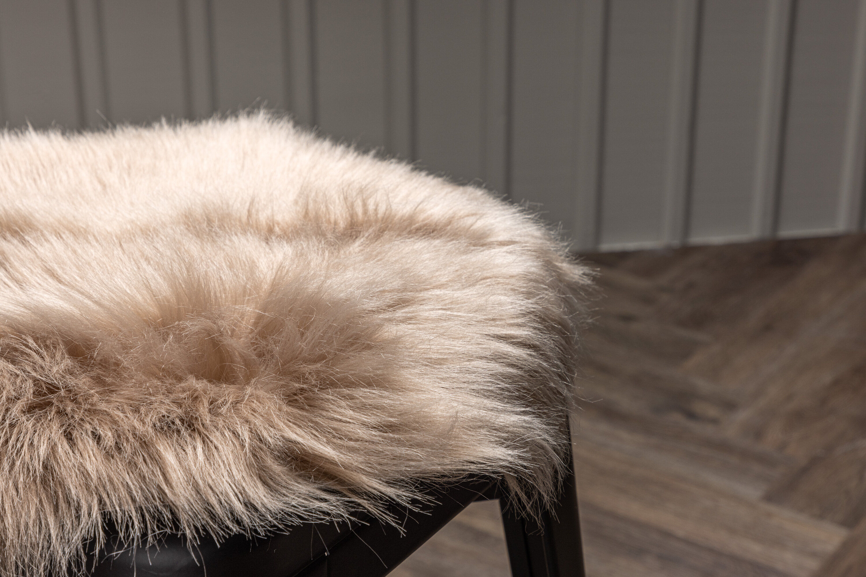 Katy Pouf Polyester Fake Fur Braun / Beige ø34cm