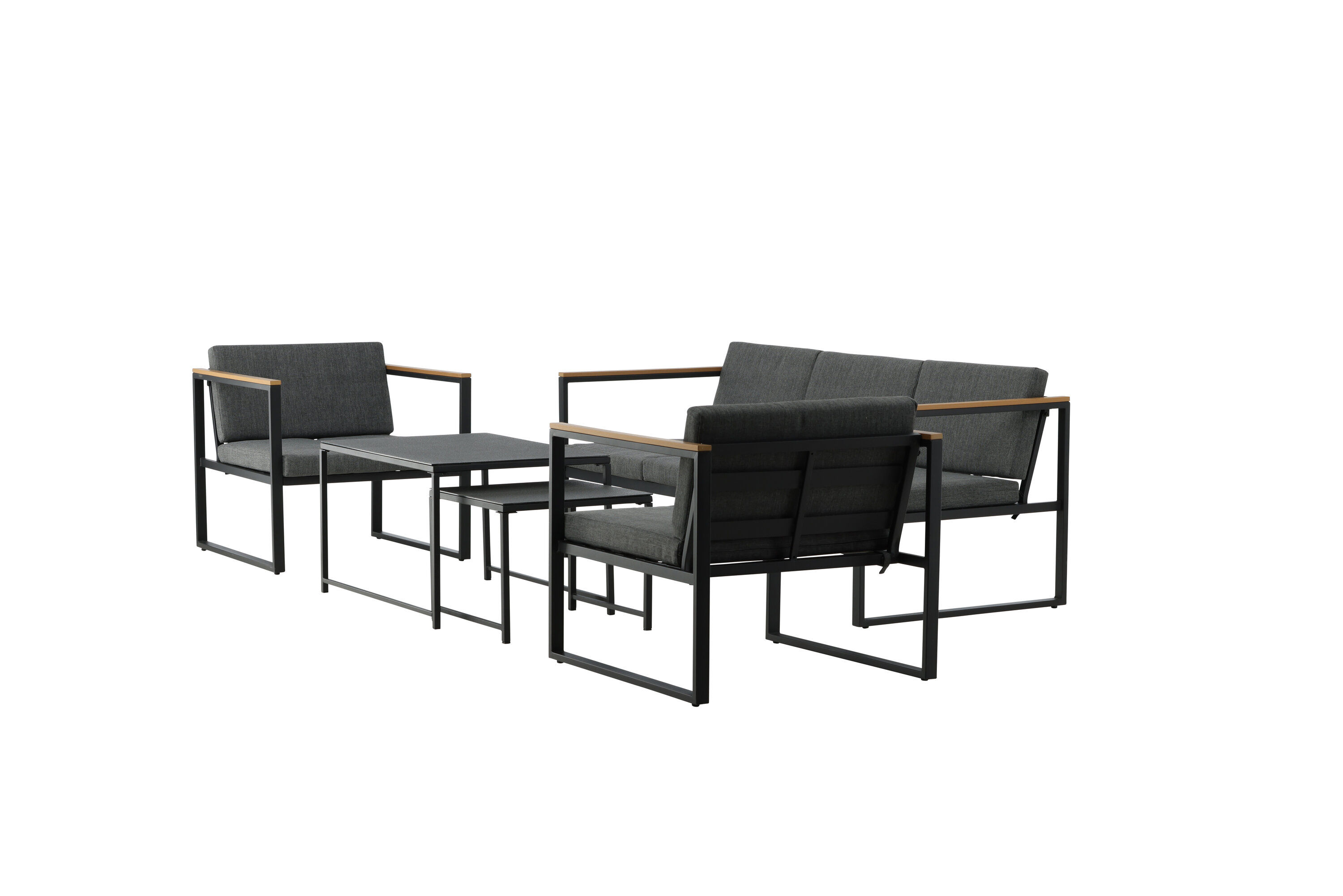 Dakar Sofagarnitur Stahl Textil Grau Schwarz