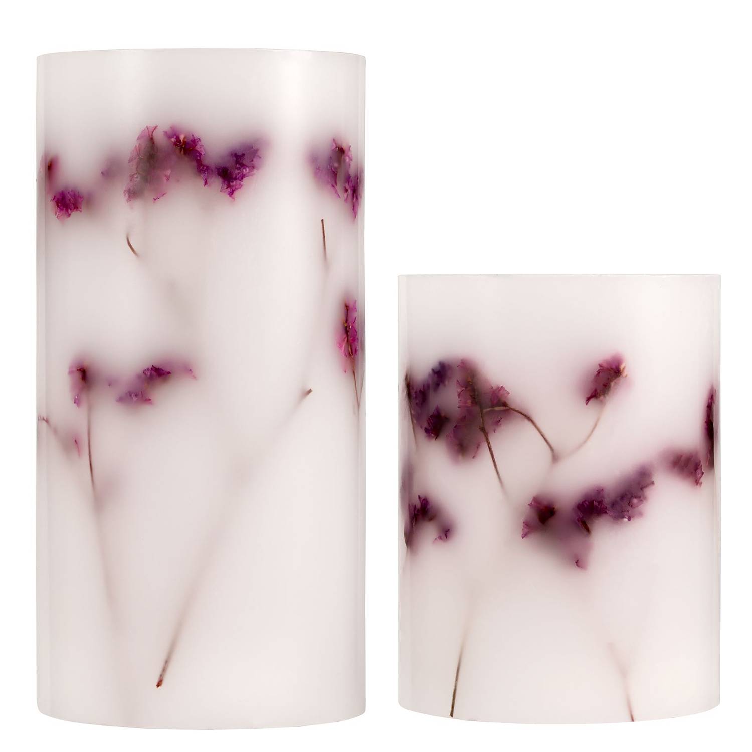 2x Shiny Bloom Wax Candle White