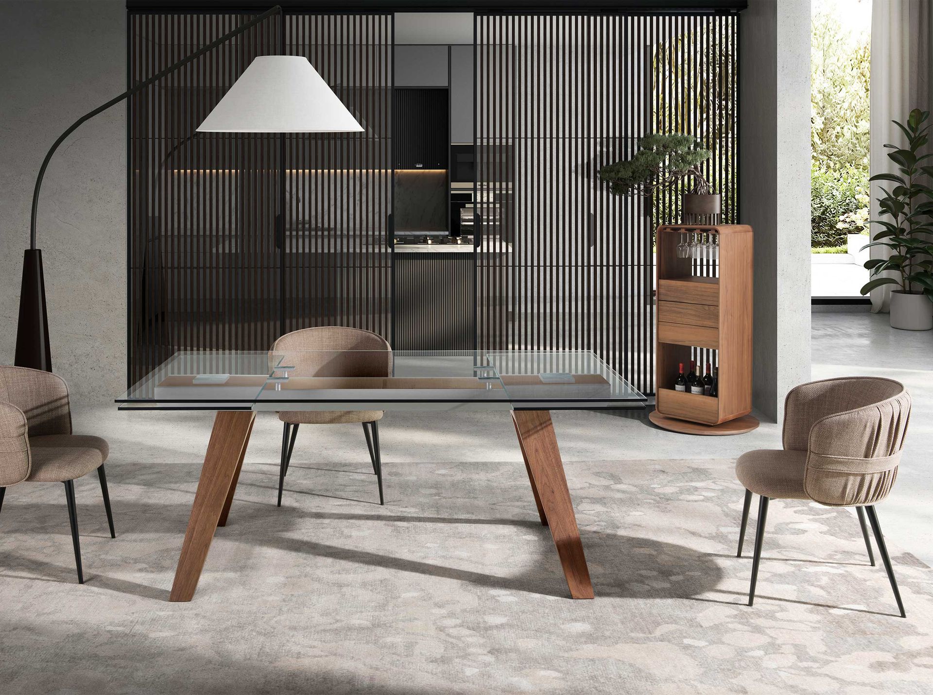 Drehbarer Barschrank Walnussholz