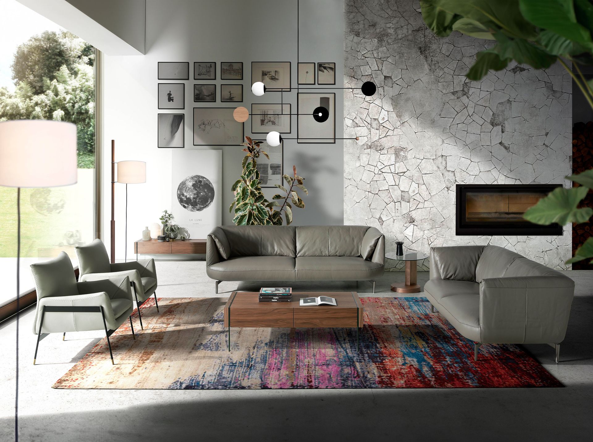 2-seater sofa Leather Grey