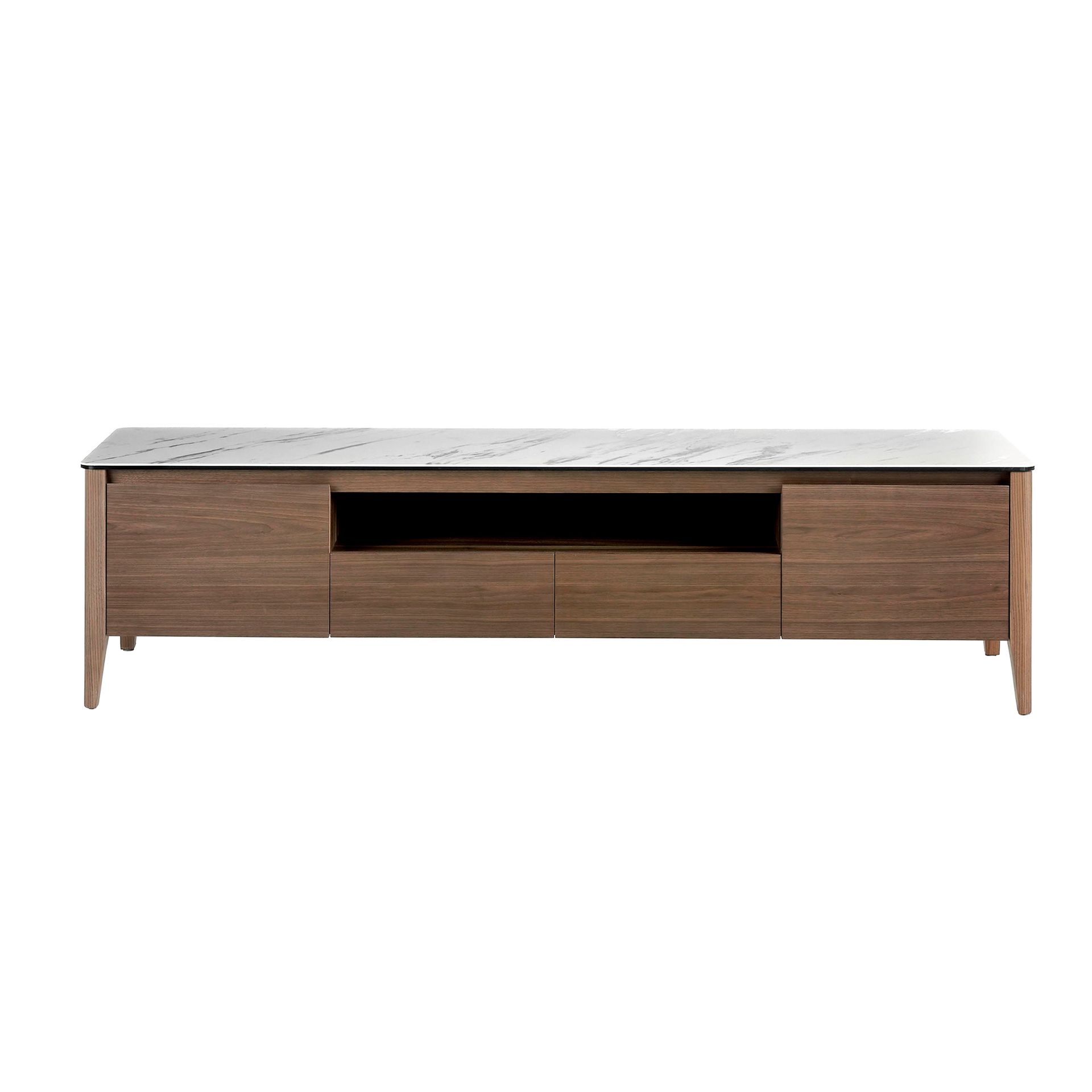 Lowboard Walnut wood Marble look