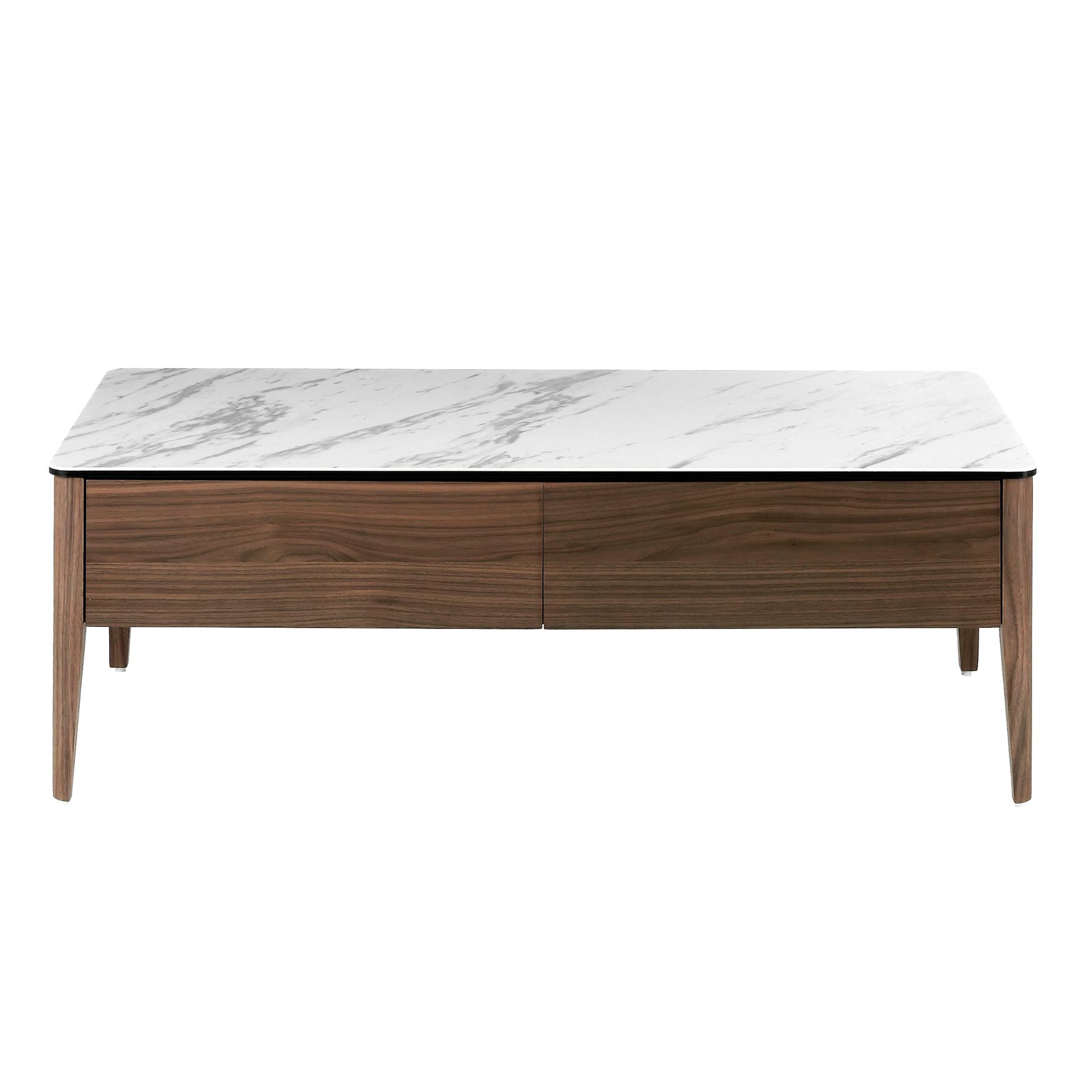 Coffee table walnut wood marble optics