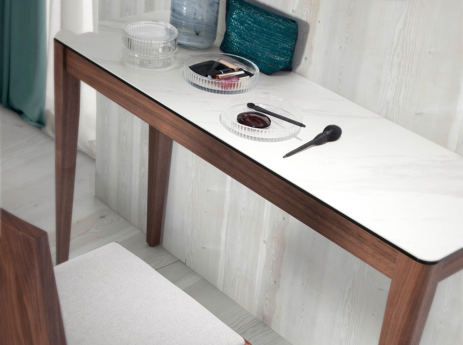 Console Walnut wood Marble look