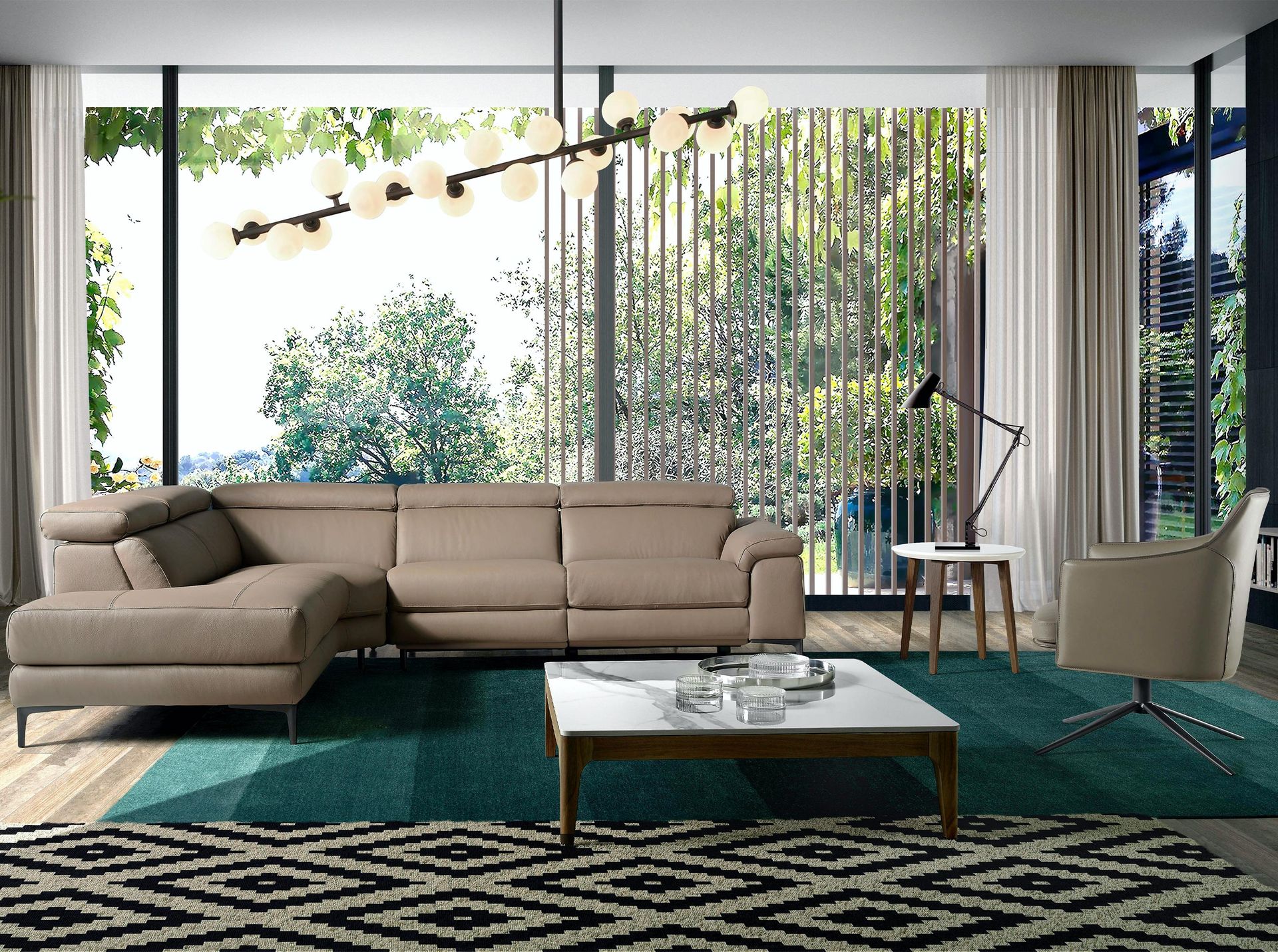 Chaise Relax-Sofa Links Leder Braun