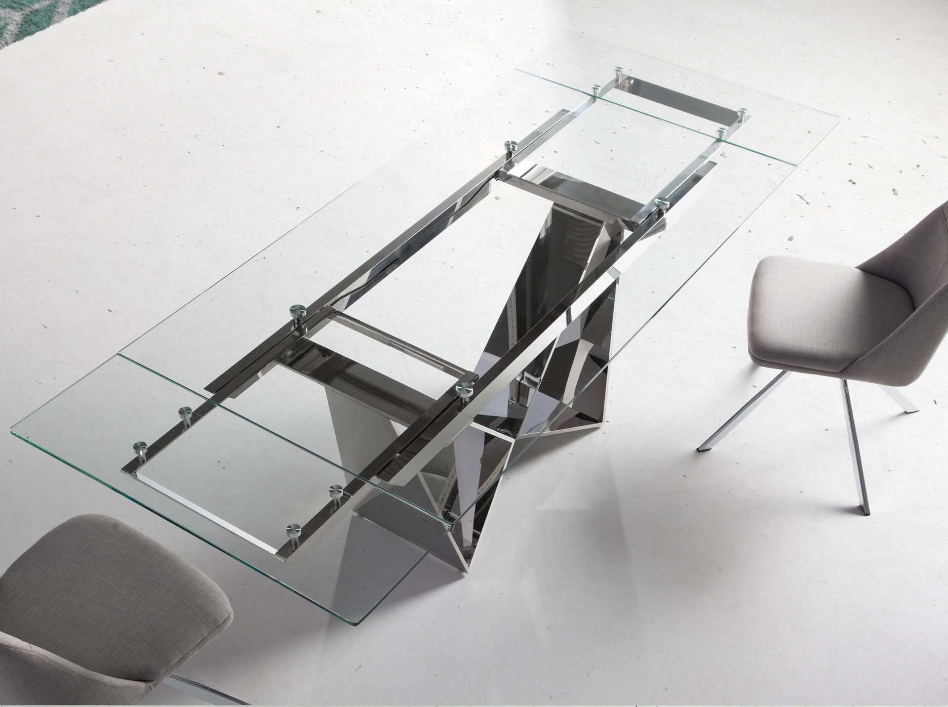 Dining table Glass/steel