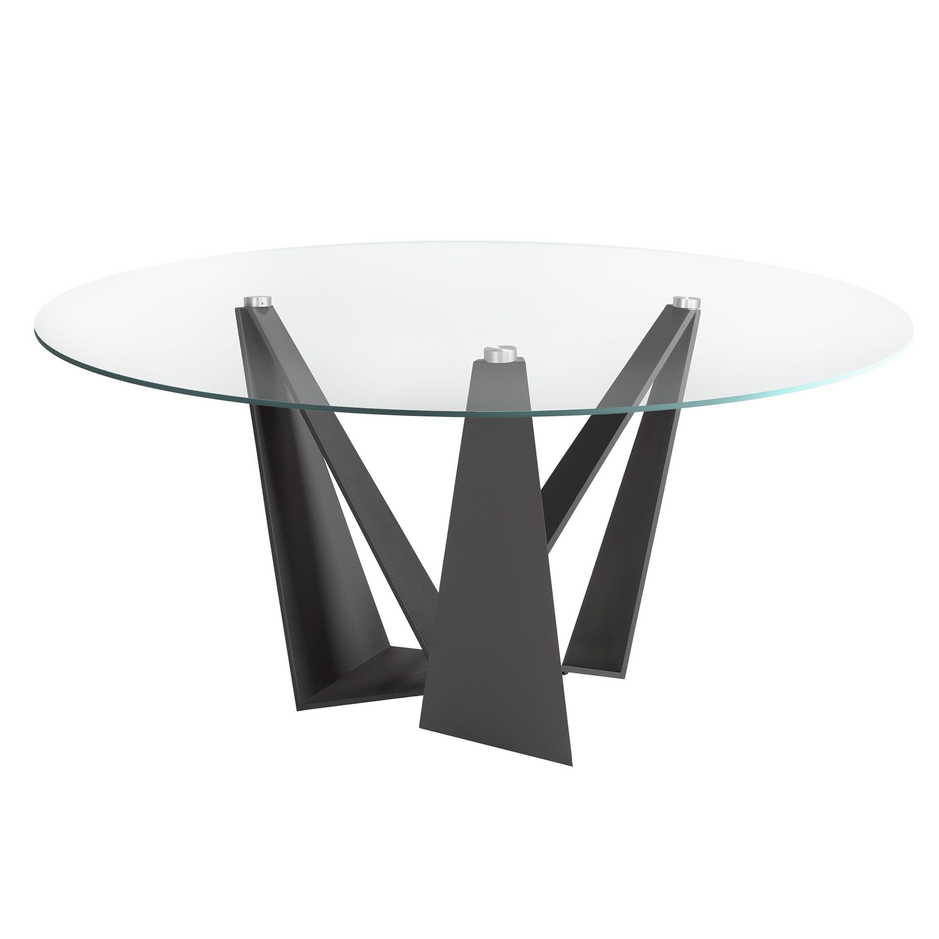 Round dining table Glass/Black steel Ø 150cm