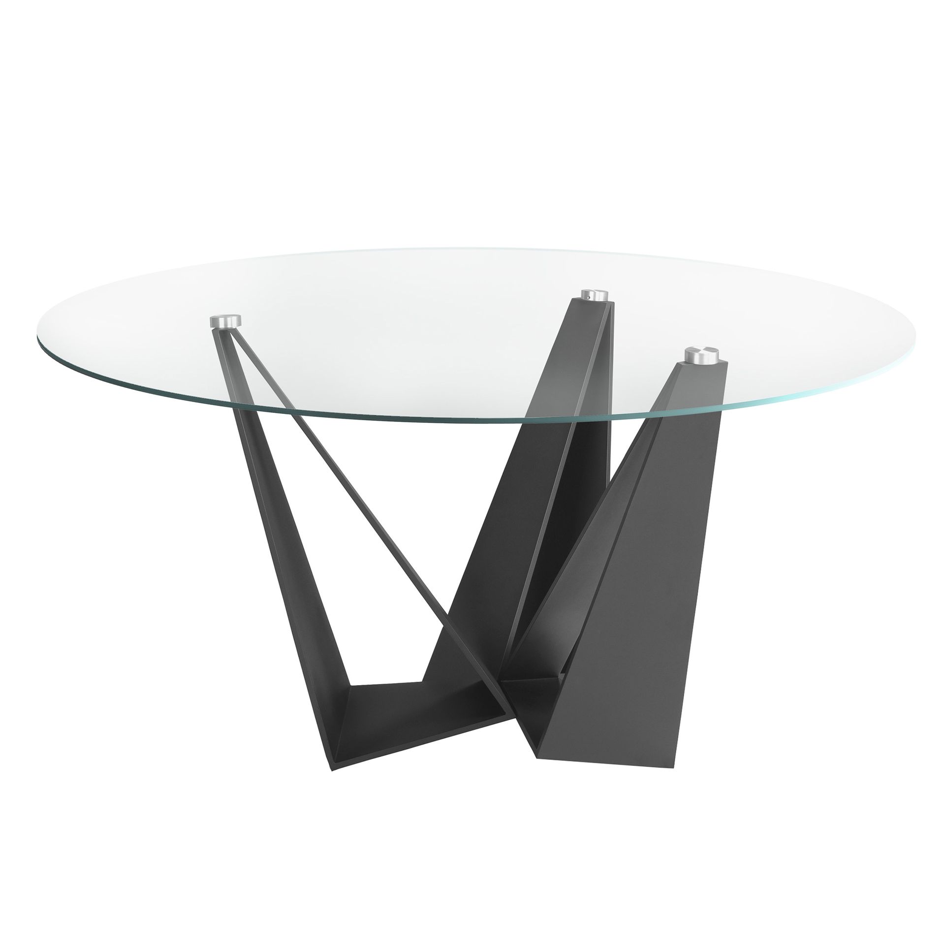 Round dining table Glass/Black steel Ø 150cm