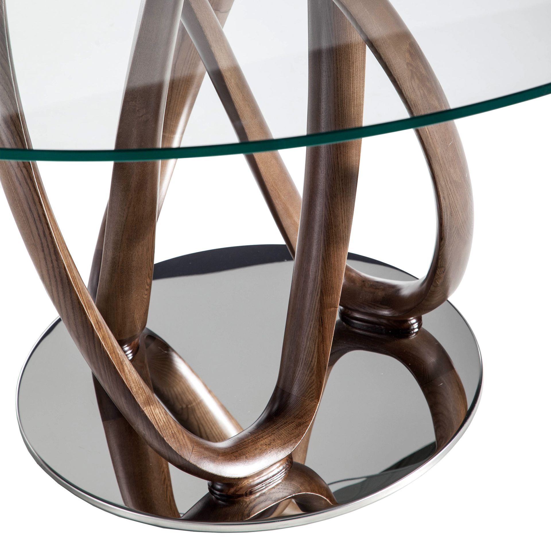 Runder Esstisch Walnussholz Glas Ø 120cm