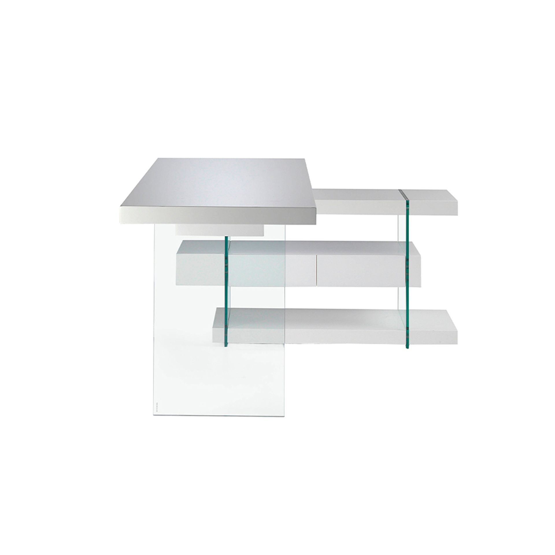 Desk Wood Glass White
