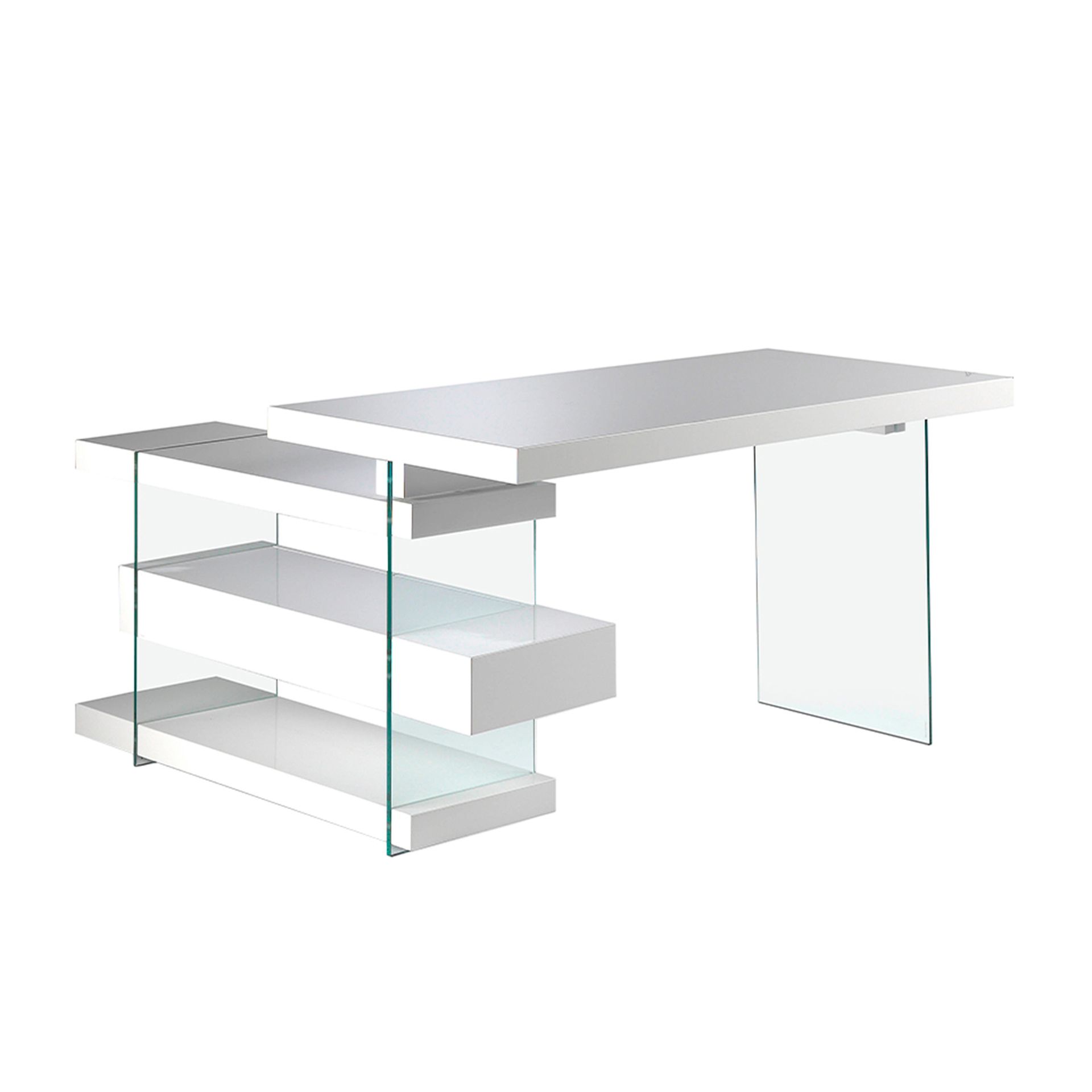 Desk Wood Glass White