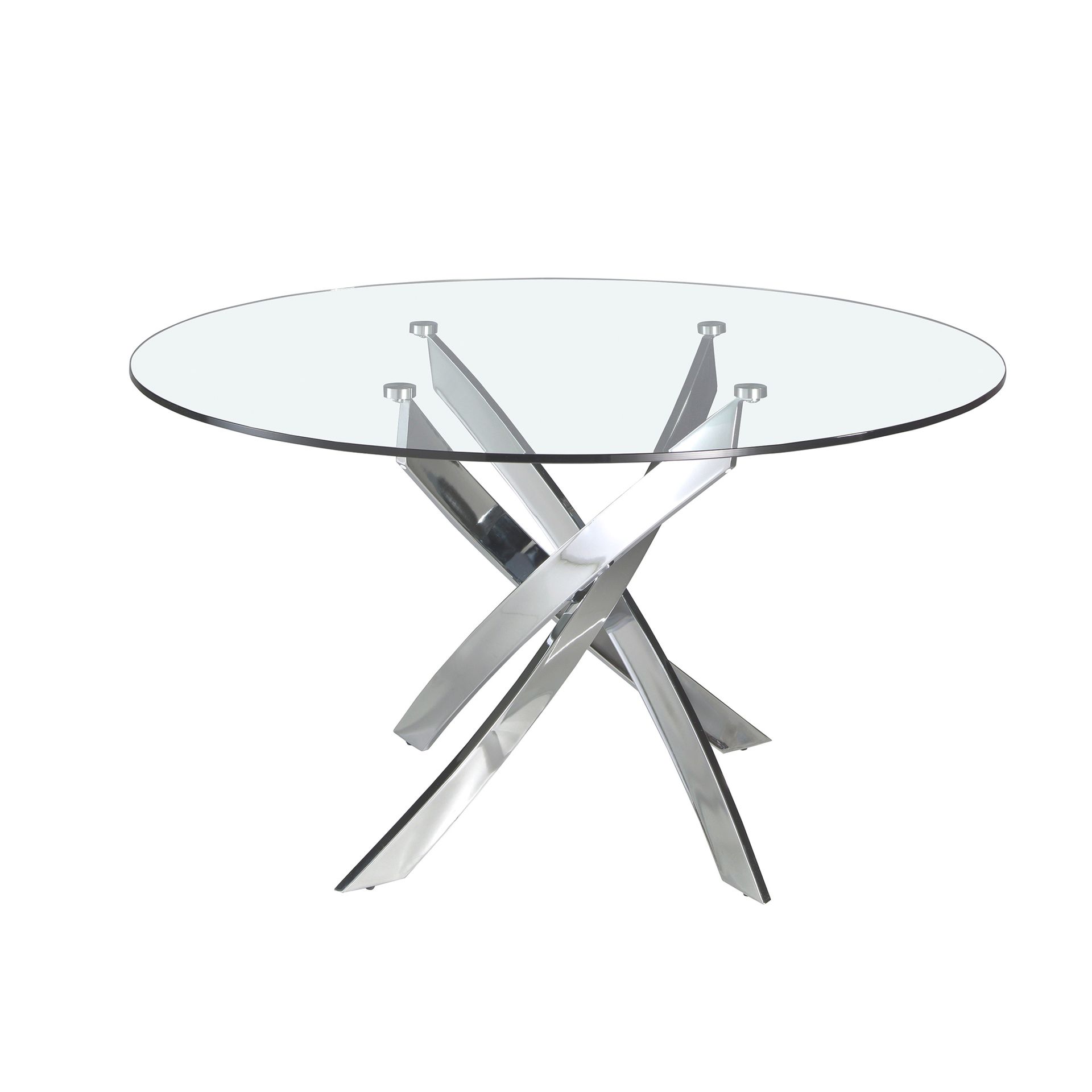 Round dining table Glass Stainless steel Silver Ø 130cm