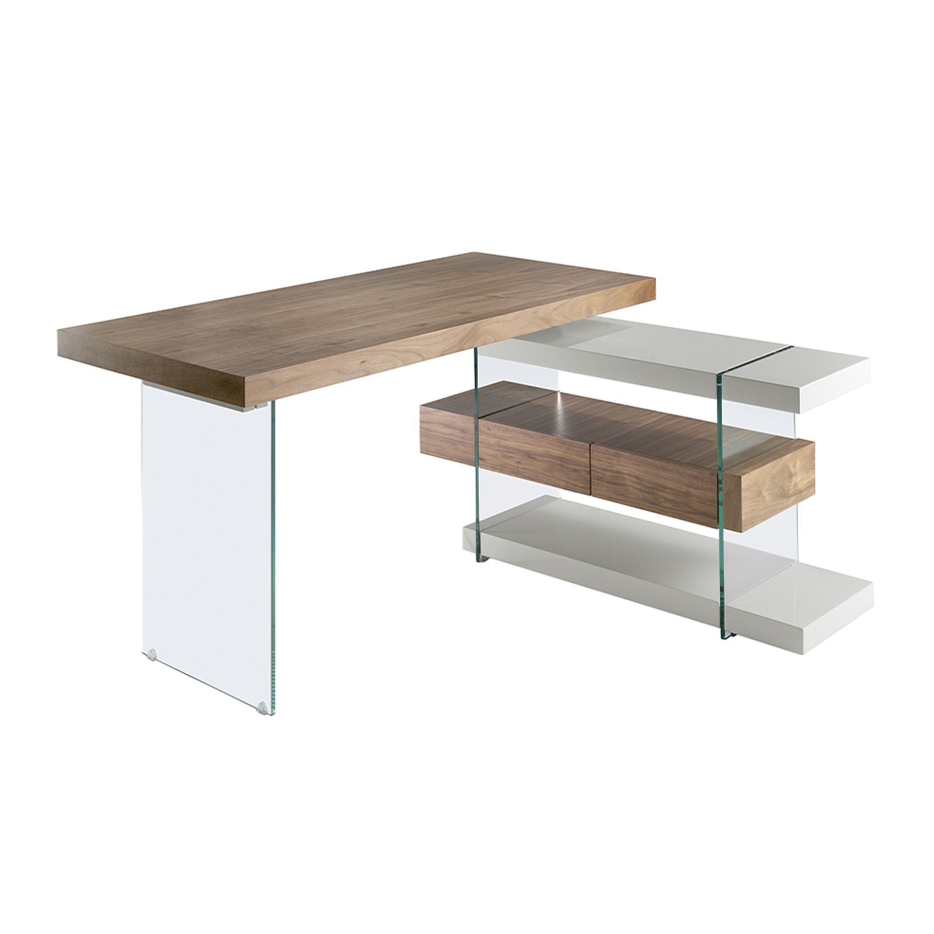 Schreibtisch Holz Glas Grau