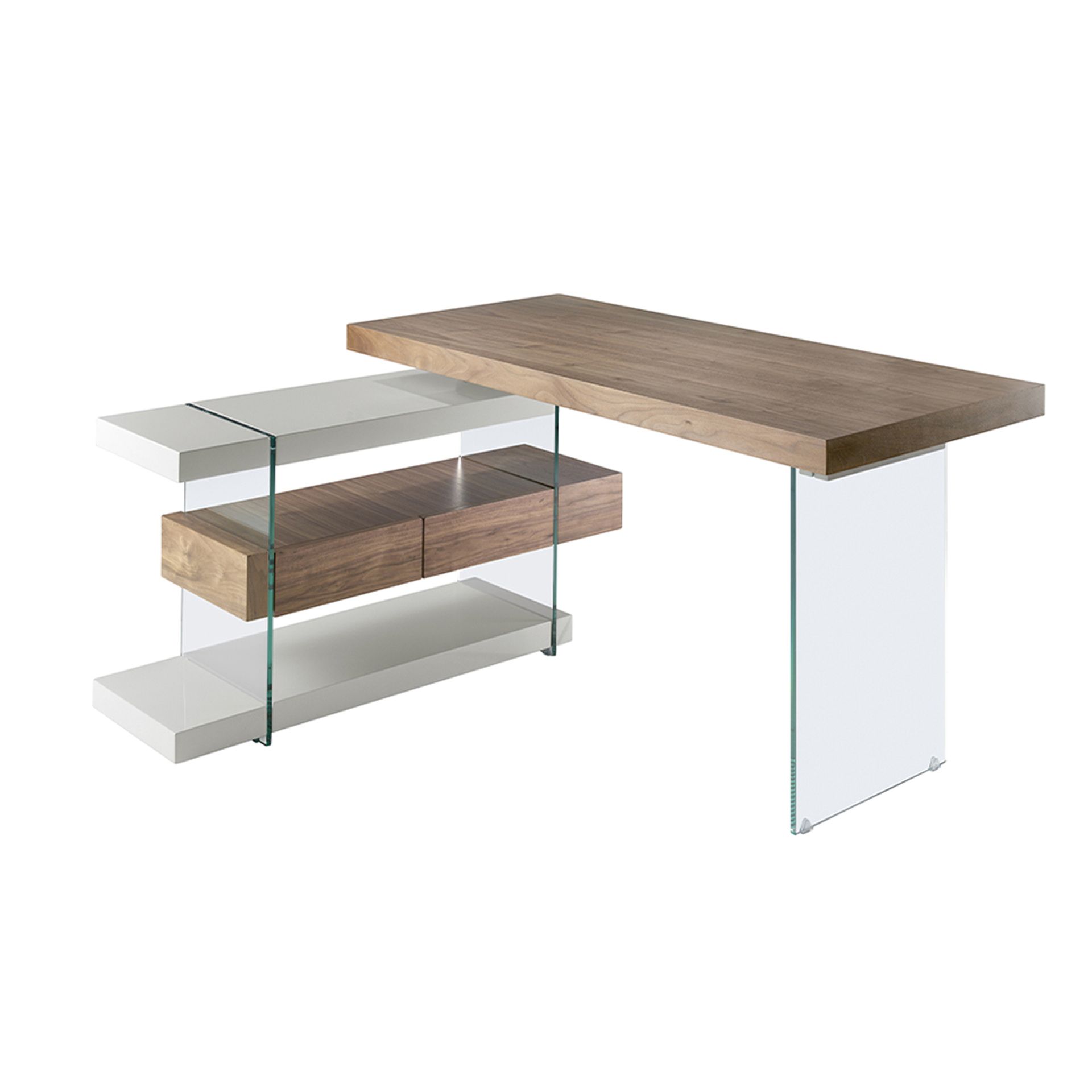 Desk Wood Glass Gray