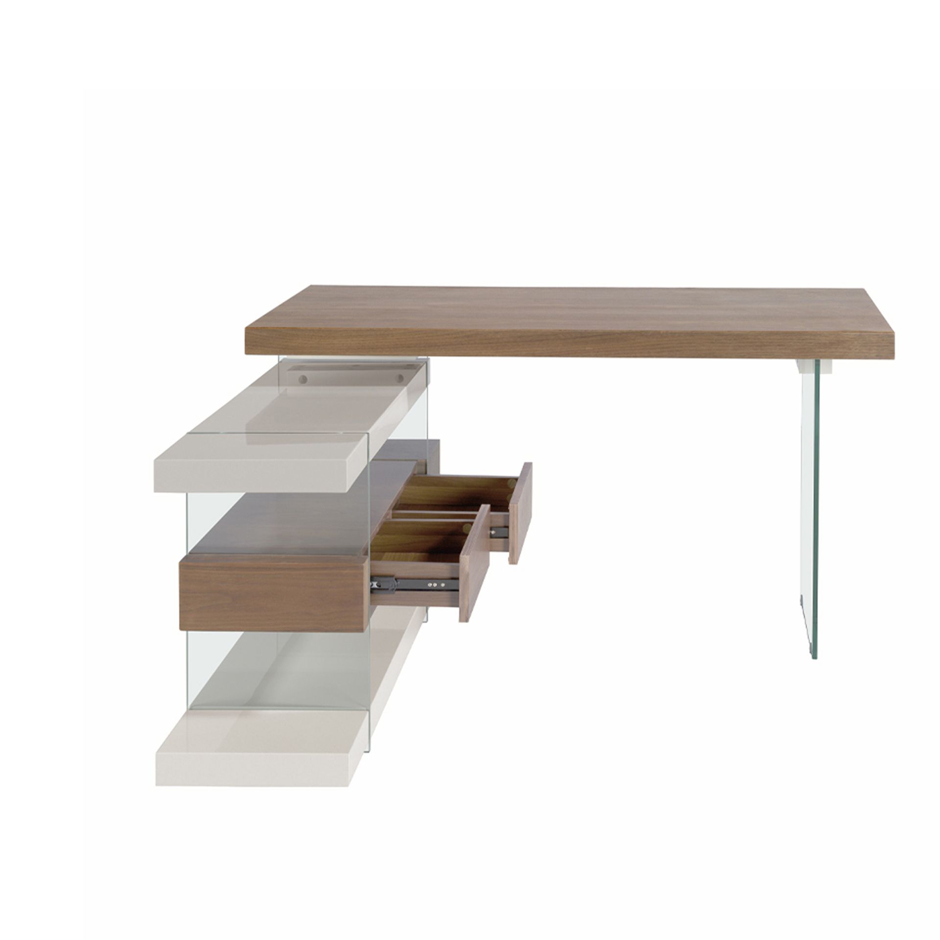 Desk Wood Glass Gray