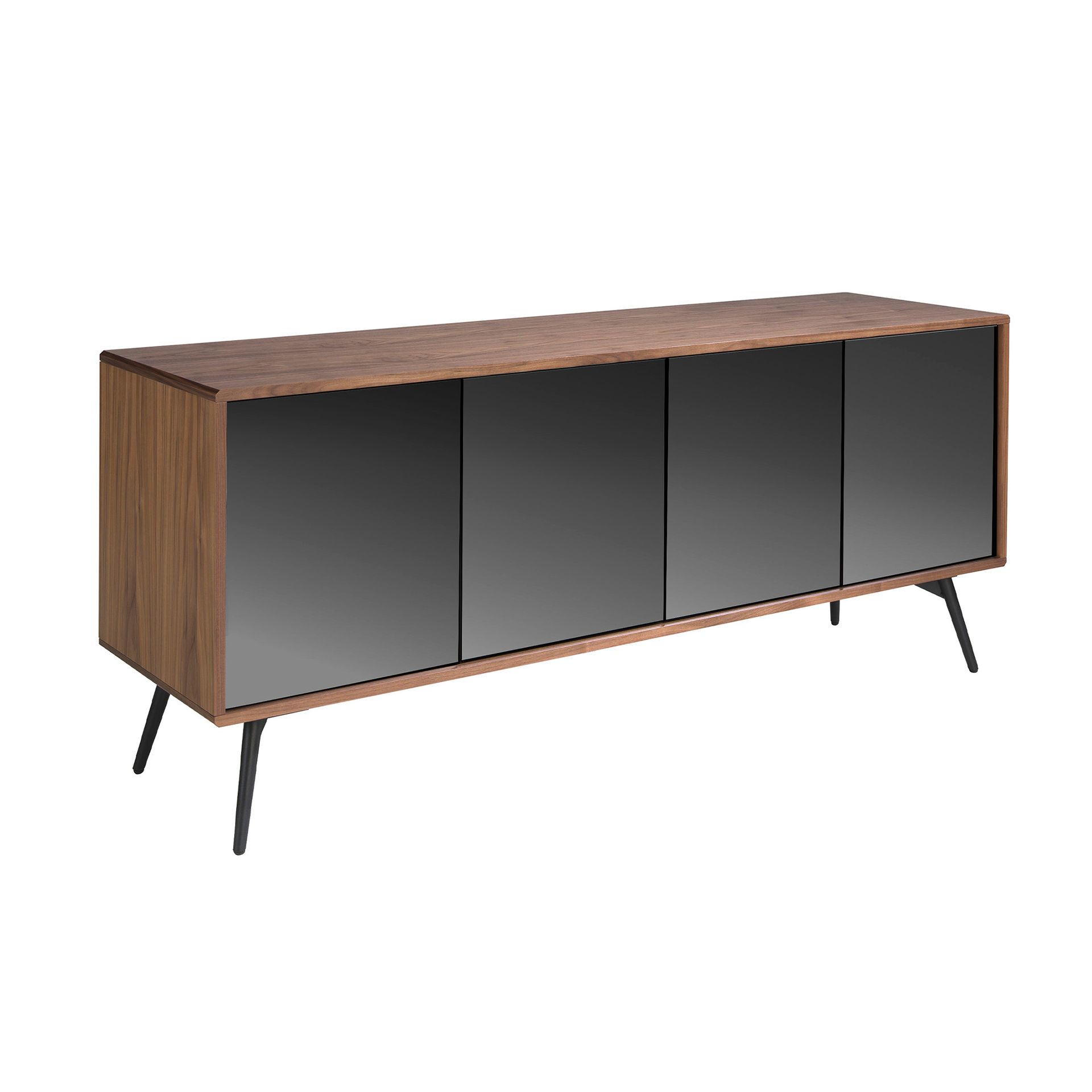 Sideboard Mirror effect Walnut wood Black