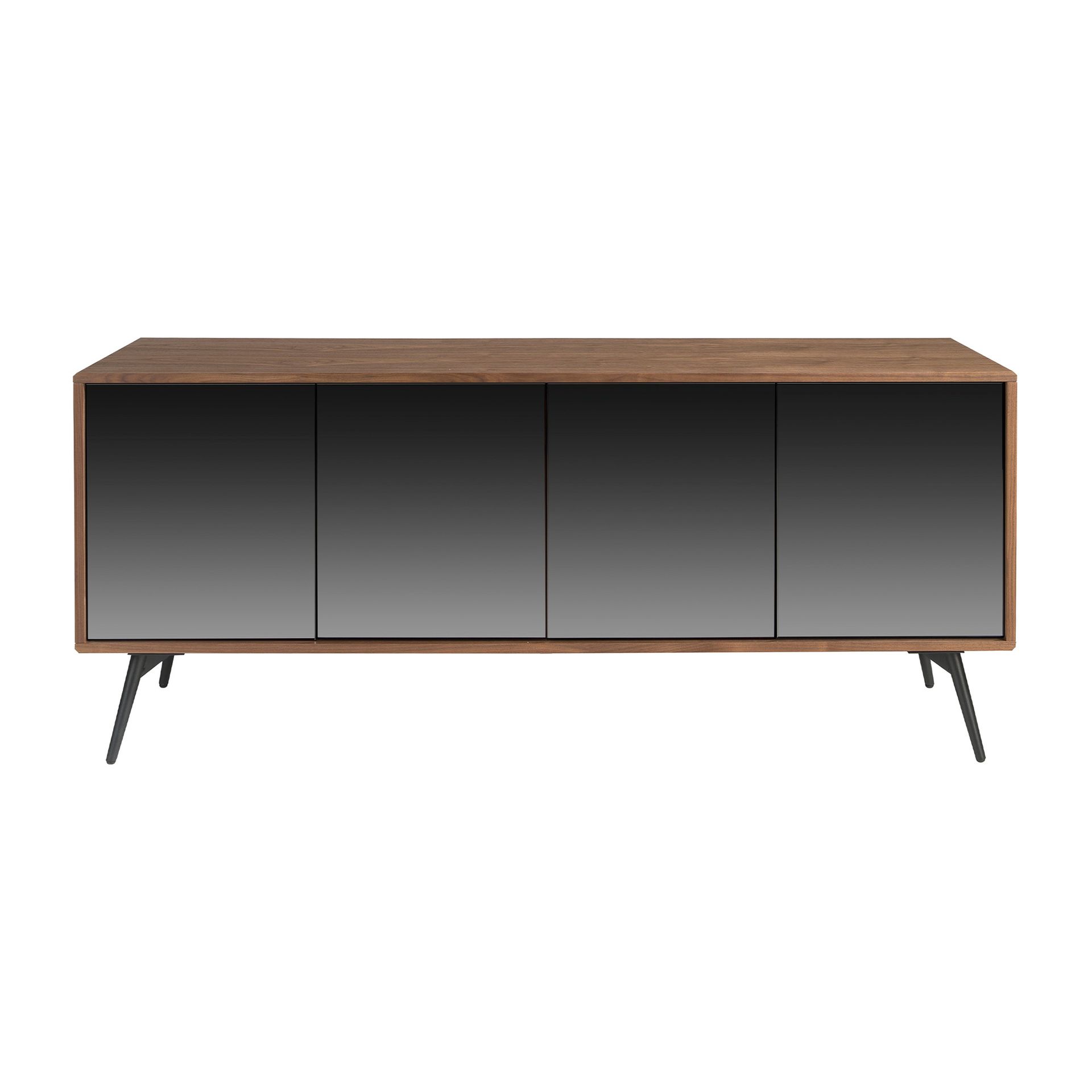 Sideboard Mirror effect Walnut wood Black