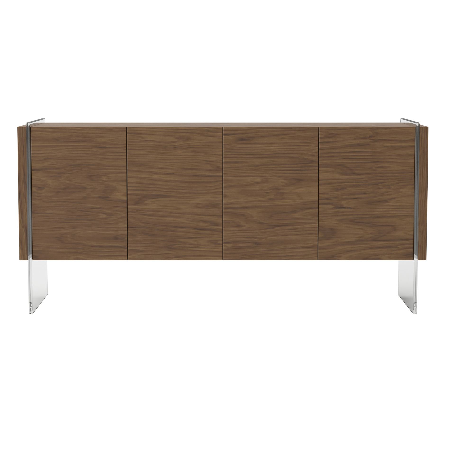 Sideboard Walnut wood Glass Brown