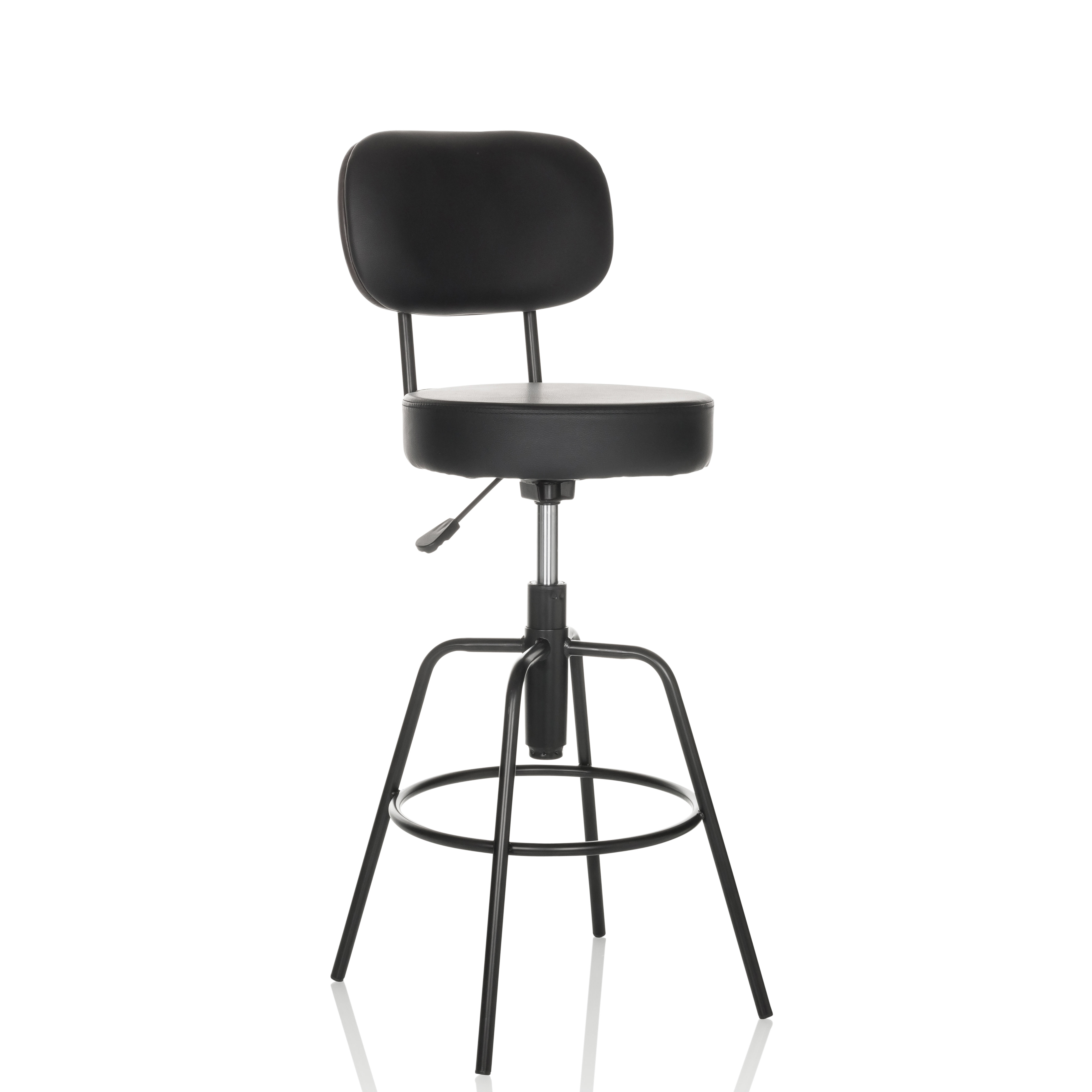 Disc High Stool Height Adjustable Faux Leather Black