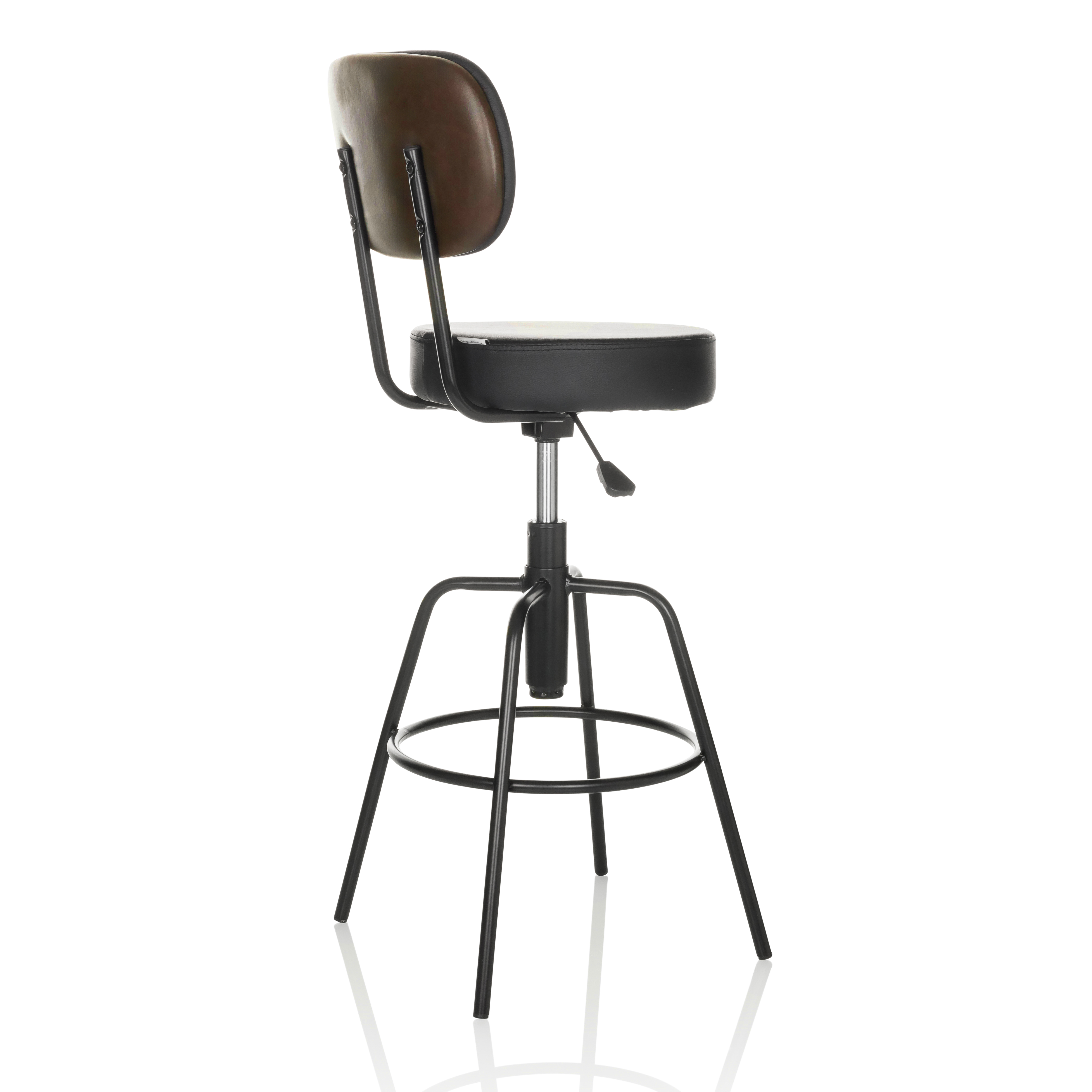 Disc High Stool Height Adjustable Faux Leather Black