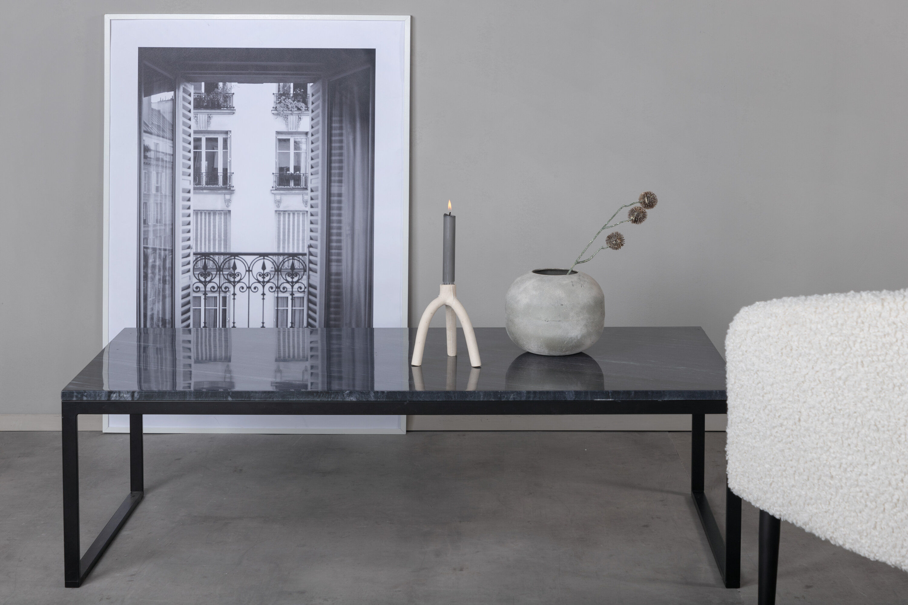 Estelle Couchtisch Marmor Grau Schwarz 120x60x36cm