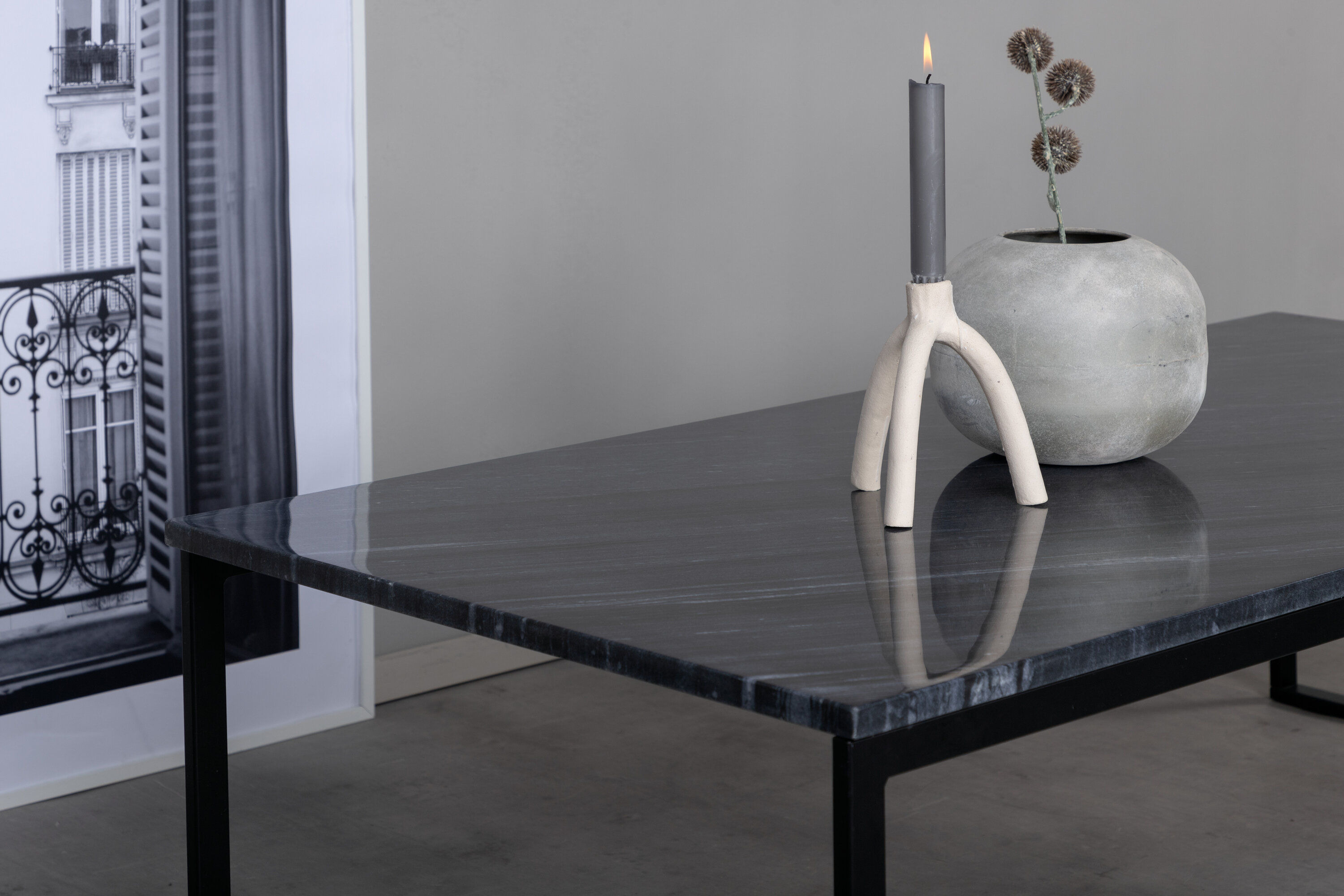 Estelle Coffee table Marble Grey Black 120x60x36cm