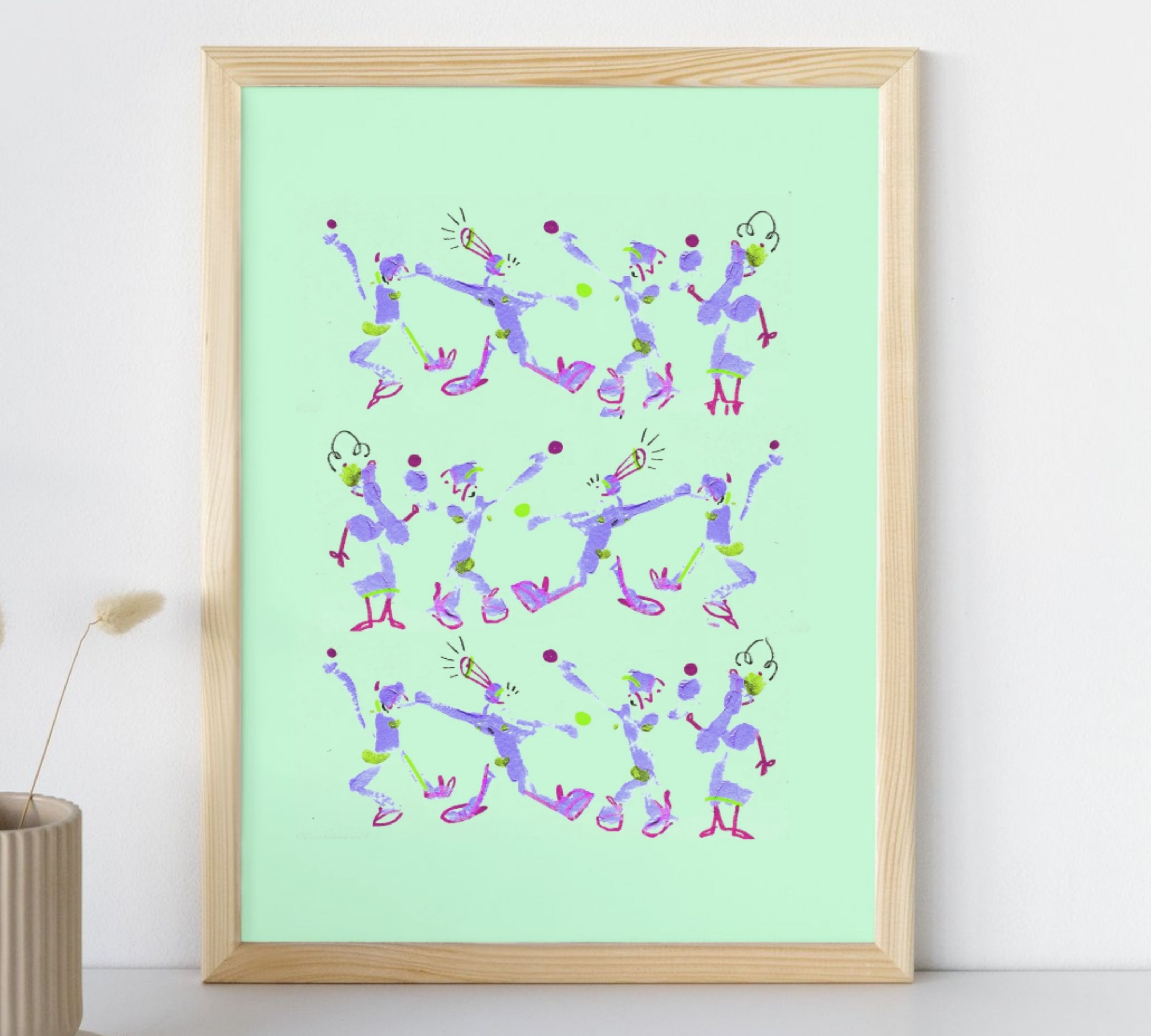 Multitude türkis mit lila Art printMulticolor
