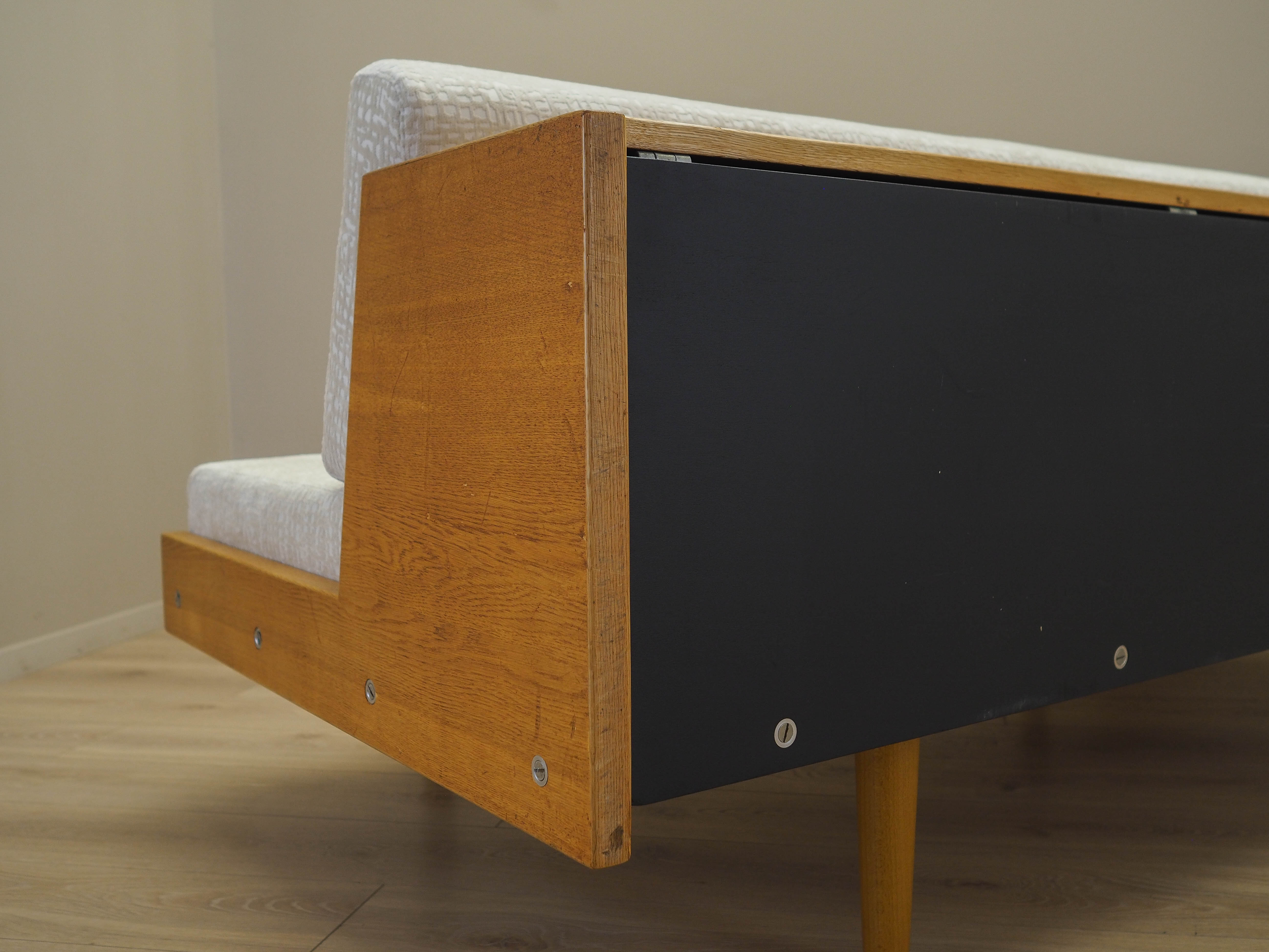 Eichensofa Weiß Braun 1960er Jahre