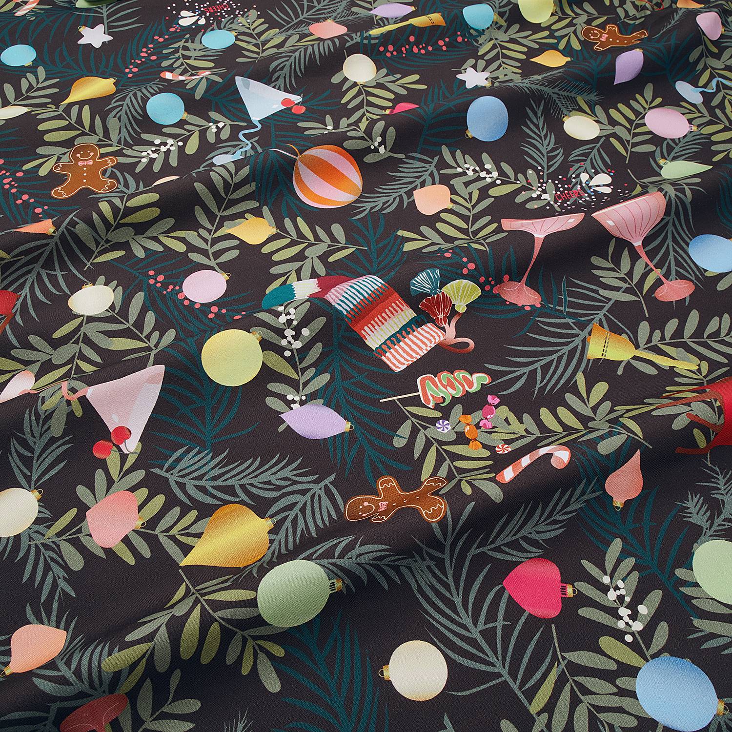 Christmas Cheers Tablecloth Cotton Multicolor 160x250cm