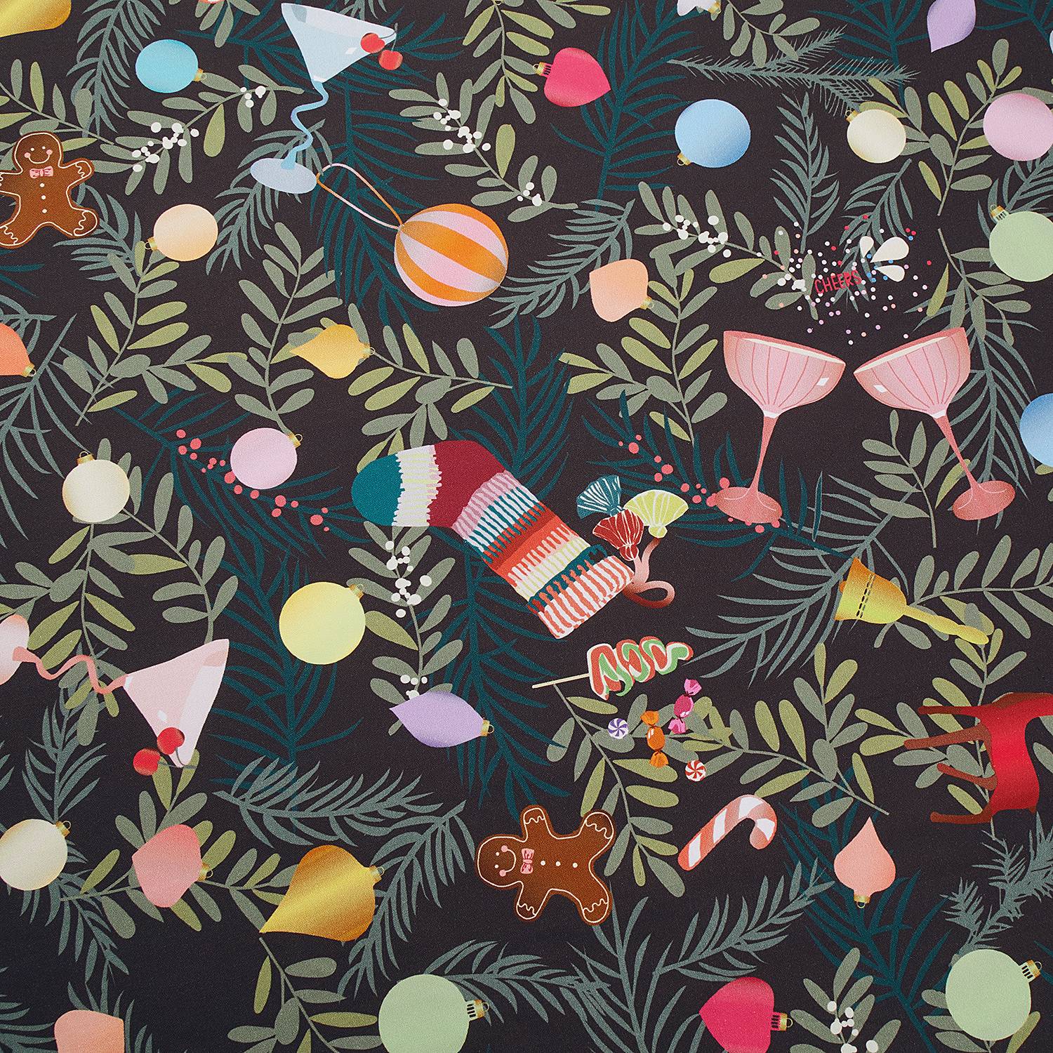 Christmas Cheers Tablecloth Cotton Multicolor 160x250cm