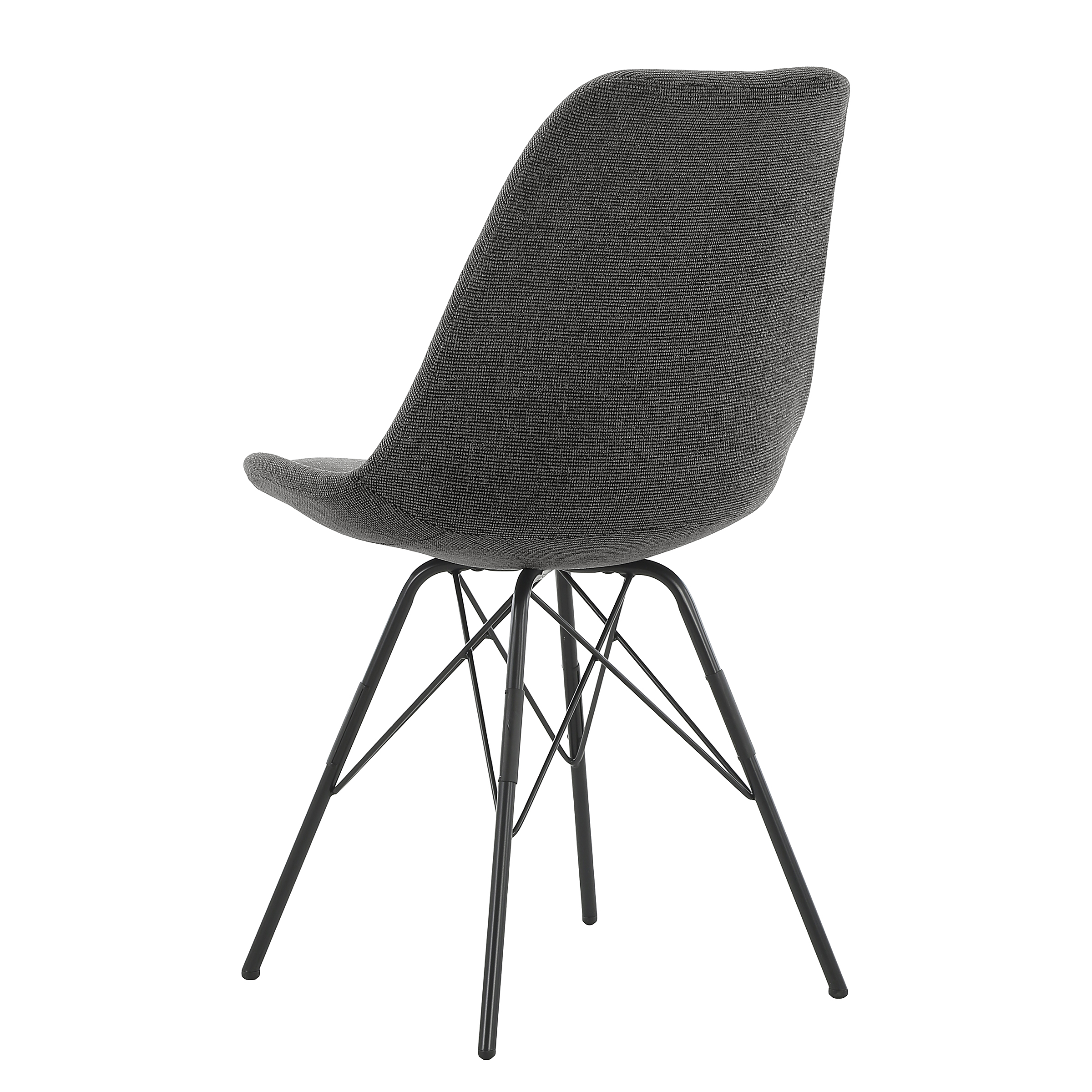 2x Bonito Upholstered Chair Structured Fabric Steel Black Grey