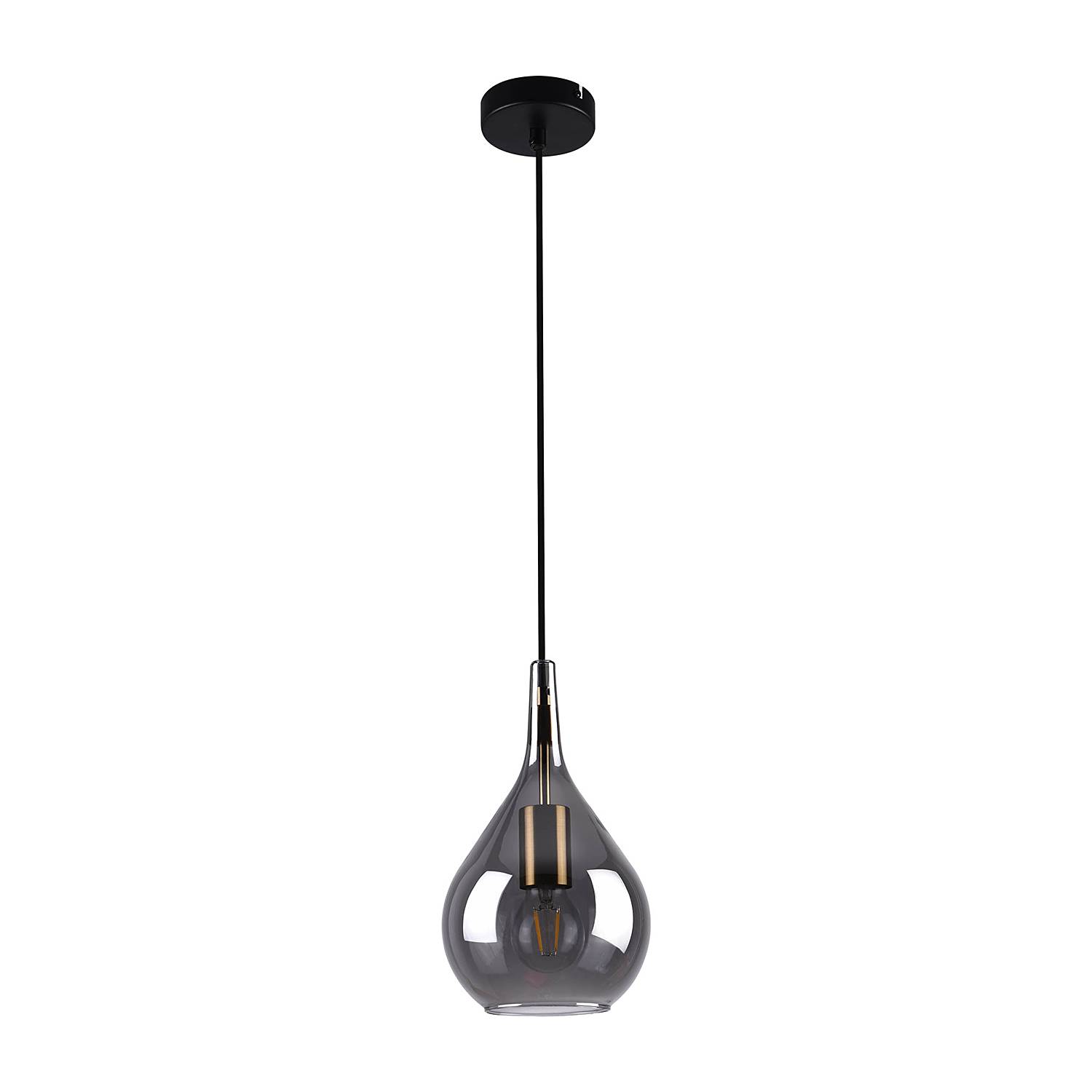 1-Light Gota Type C Pendant Light Smoked Glass Iron