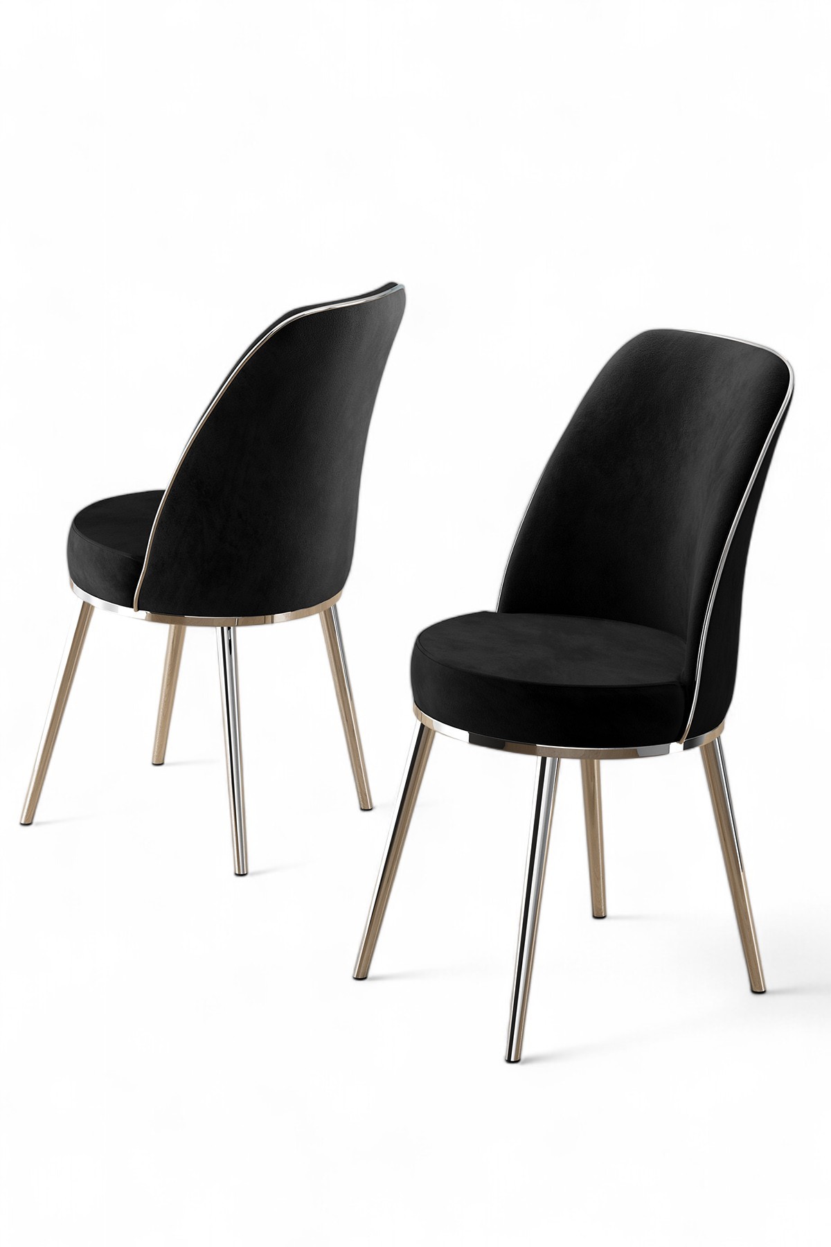 2x Pefa Chair Set Black and Chrome