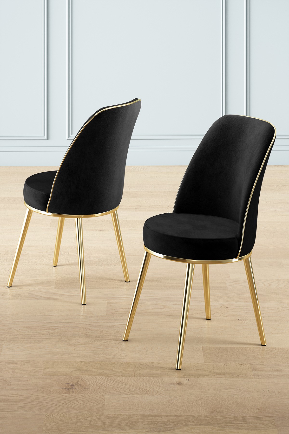 2x Pefa Chair Set Black and Gold