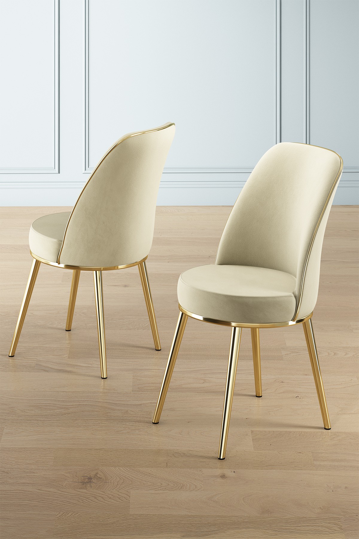 2x Pefa chair set cream and gold