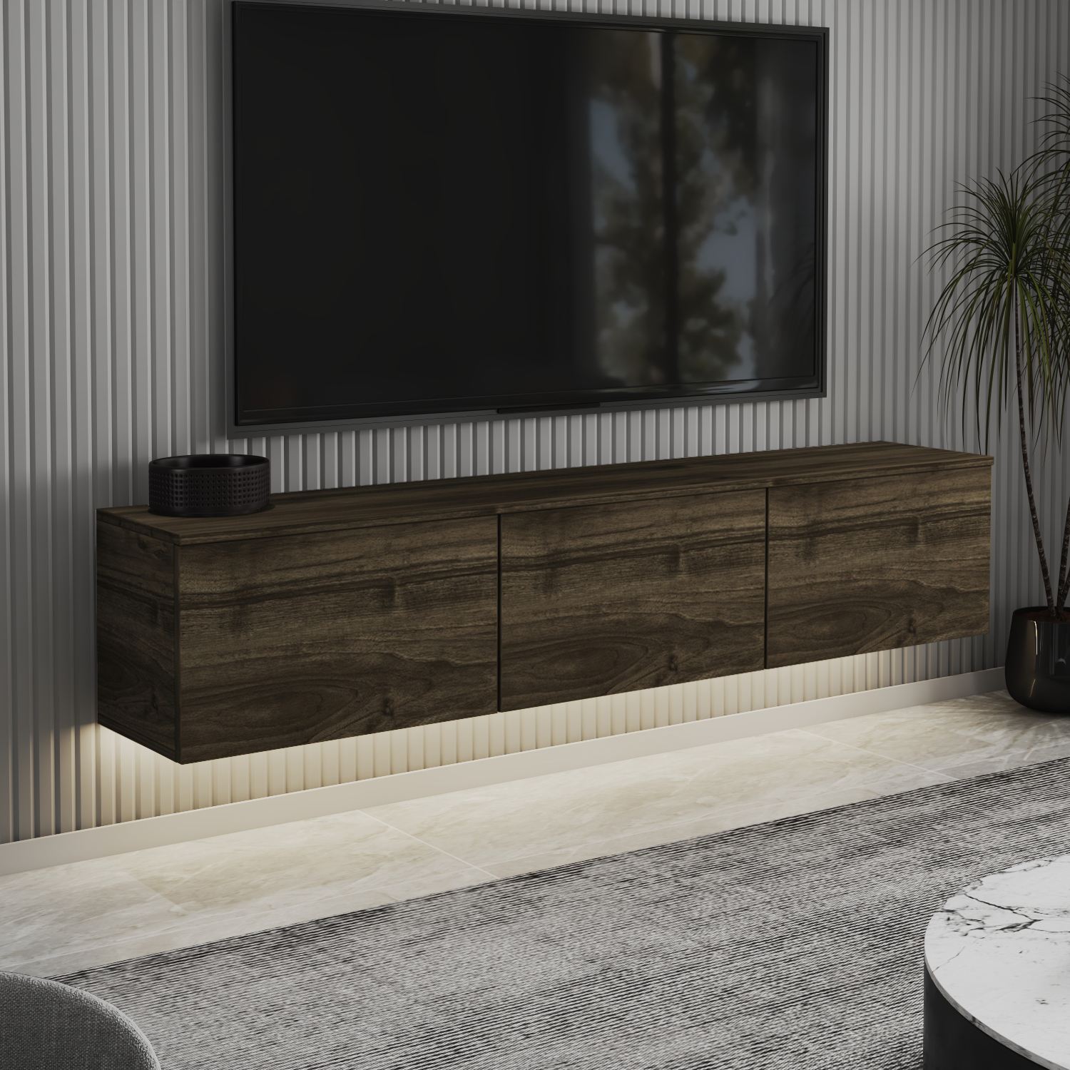 Neon TV Stand Walnut