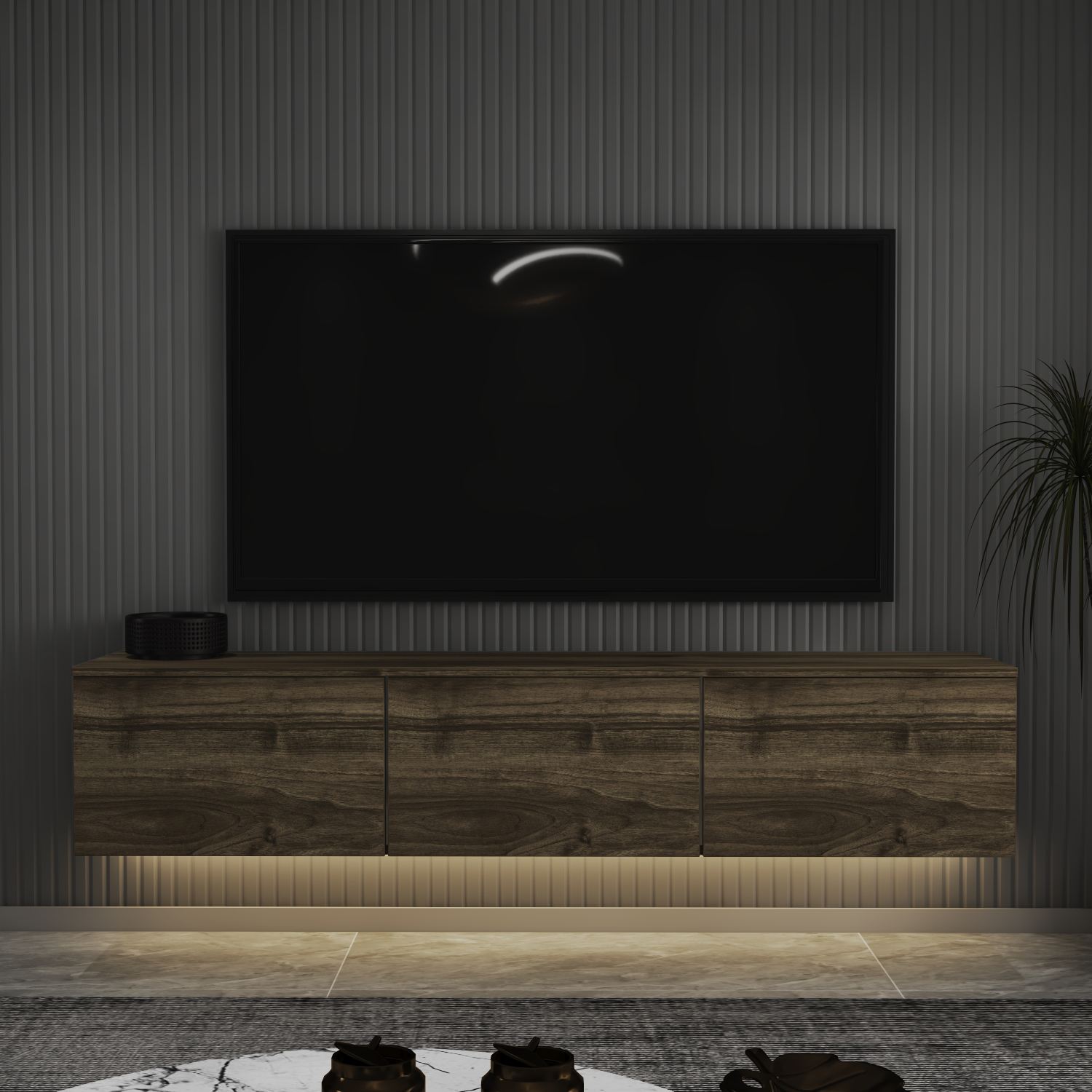 Neon TV Stand Walnut