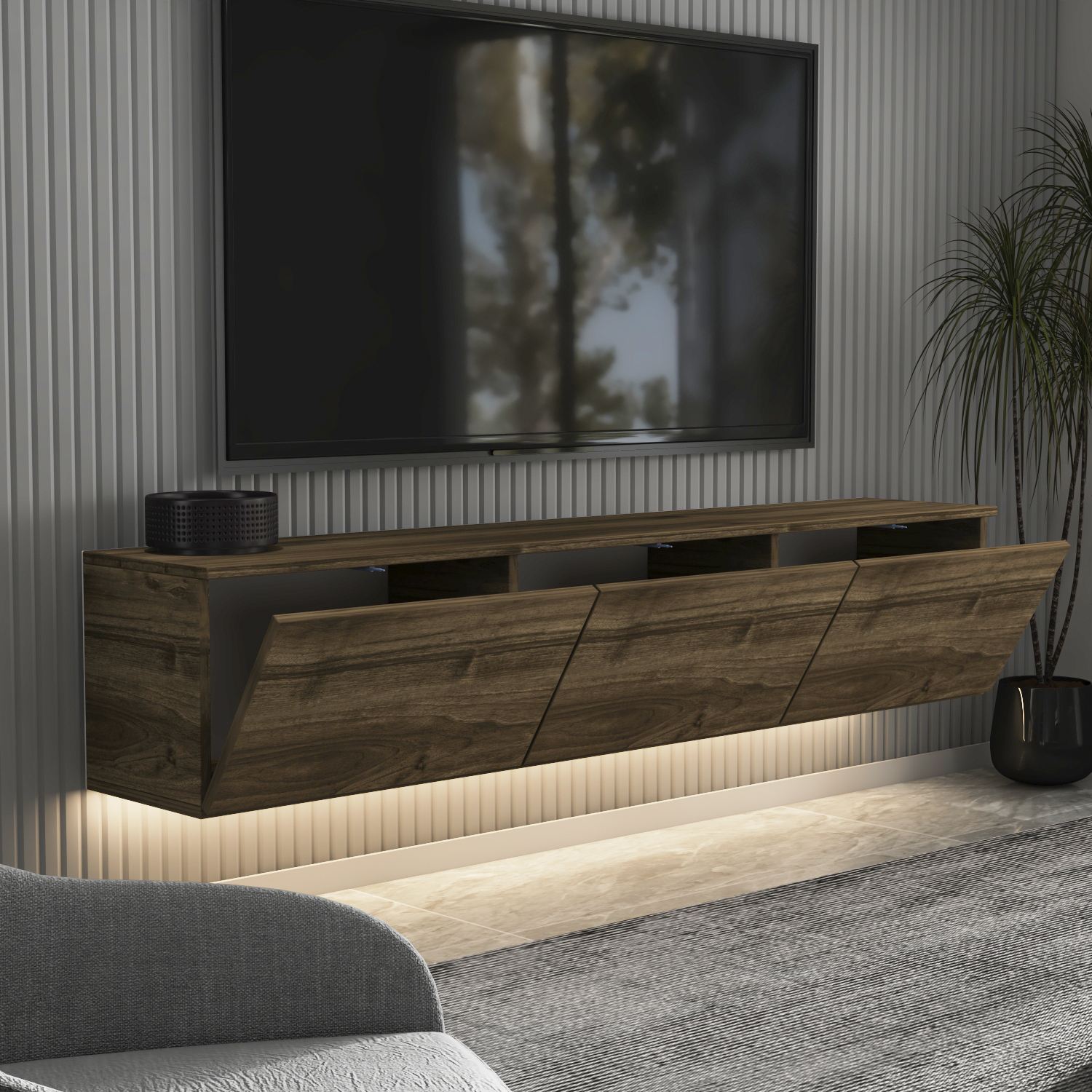 Neon TV Stand Walnut