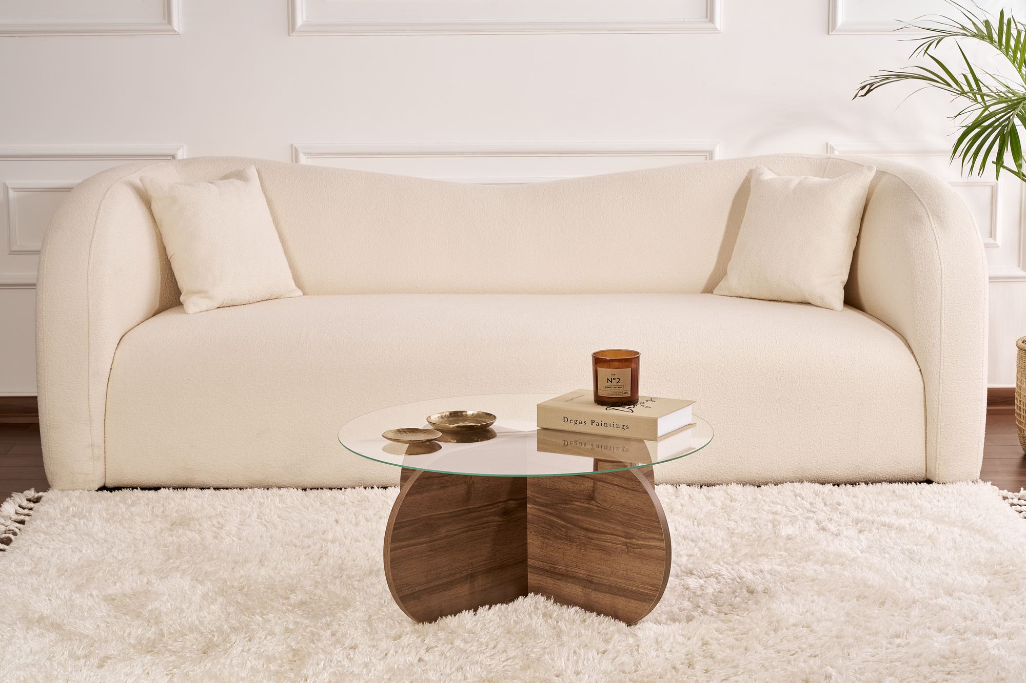Aeris Coffee table Walnut Transparent Ø75cm