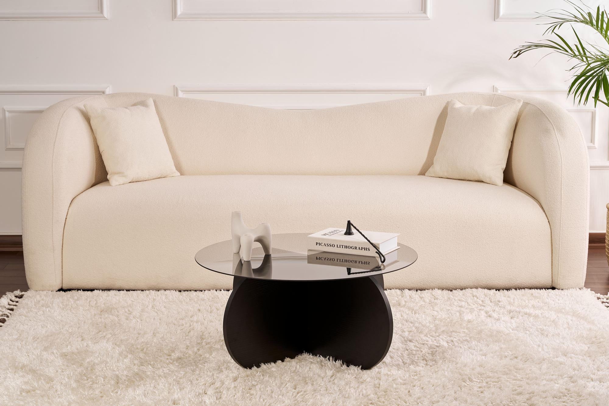 Aeris Coffee table Woodblack Transparent Ø75cm